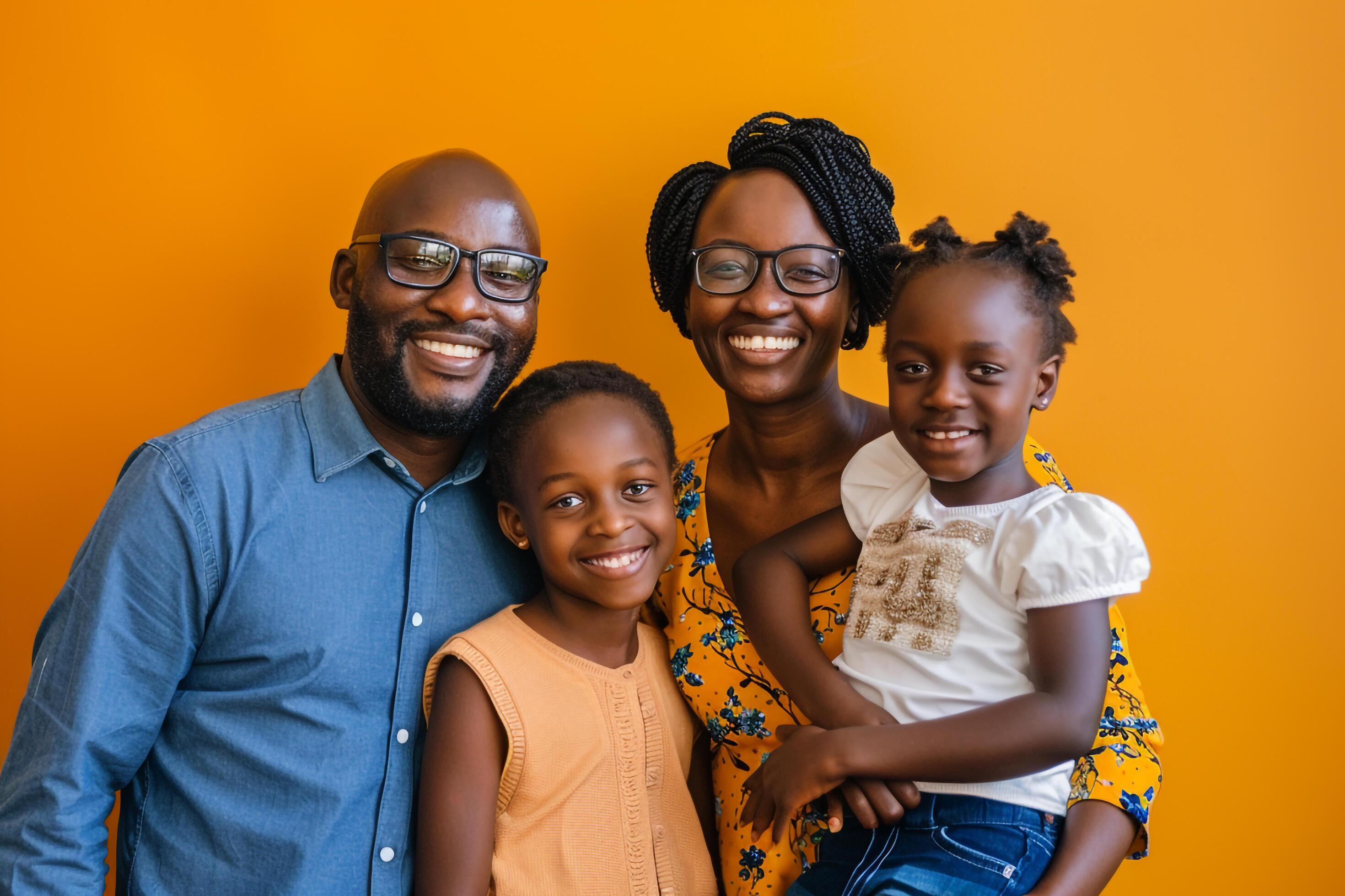 Family Portrait with Smiles in a Cozy background Stock Free