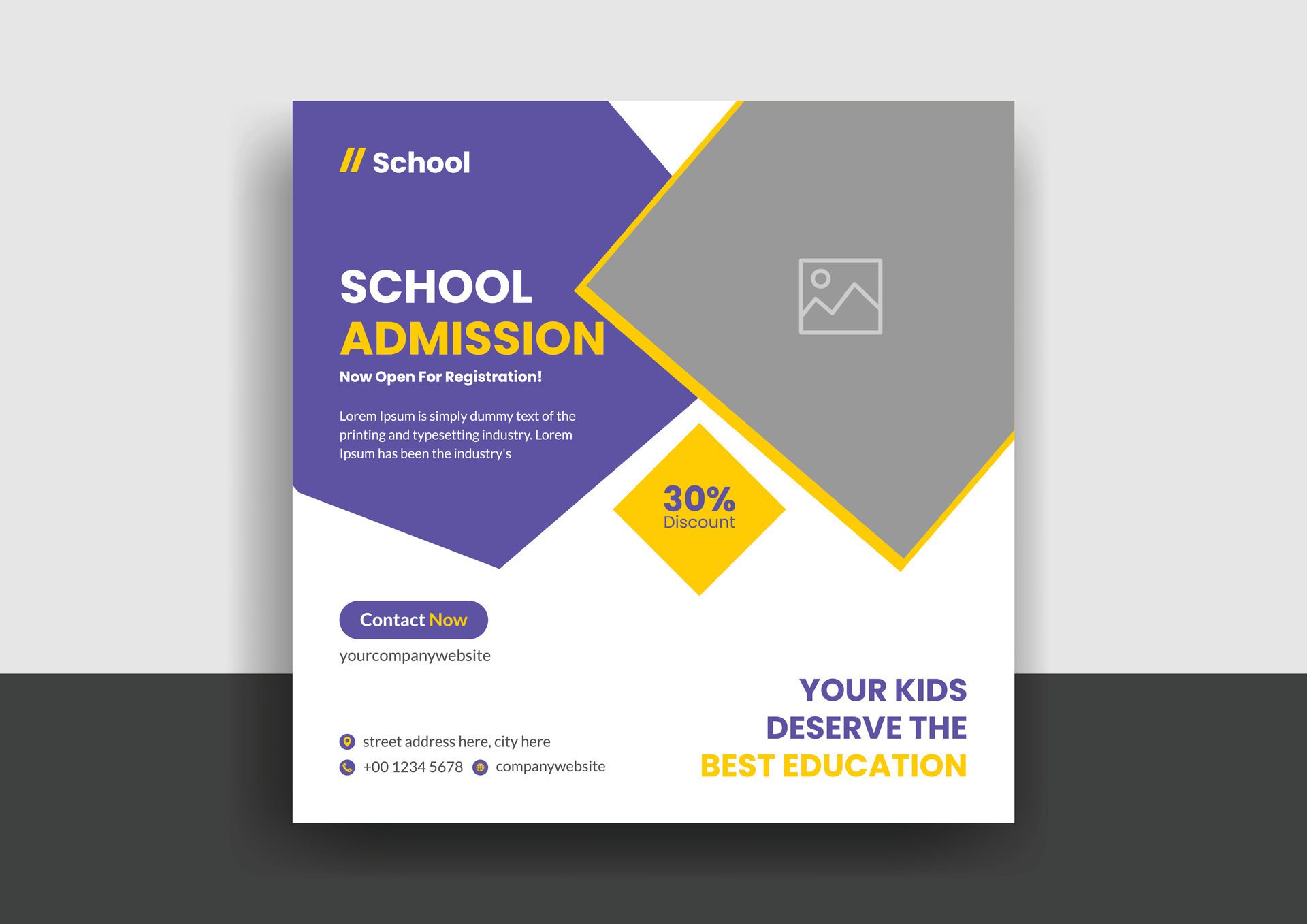 School admission social media post web banner template Free Vector