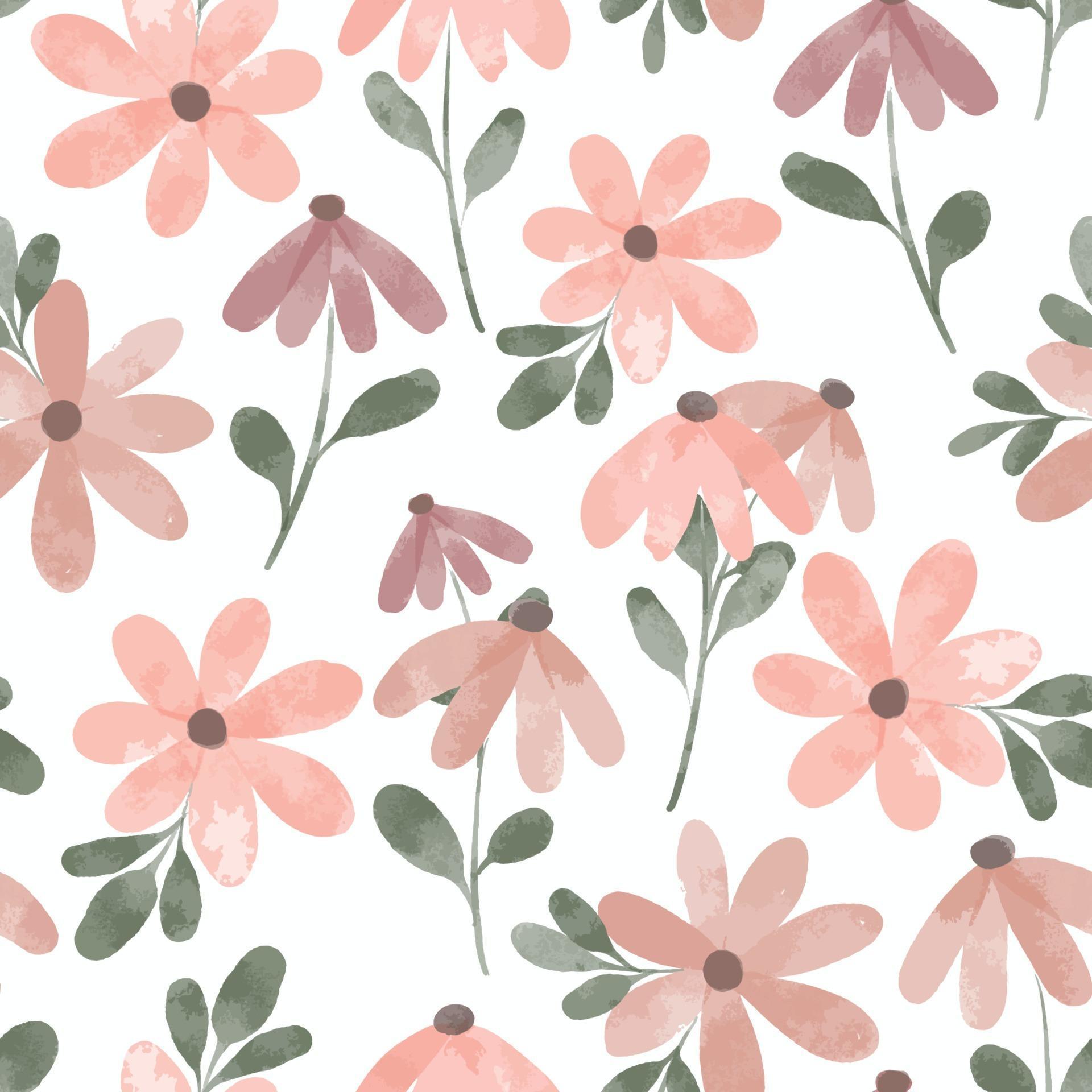 watercolor cute petal flower seamless pattern Stock Free