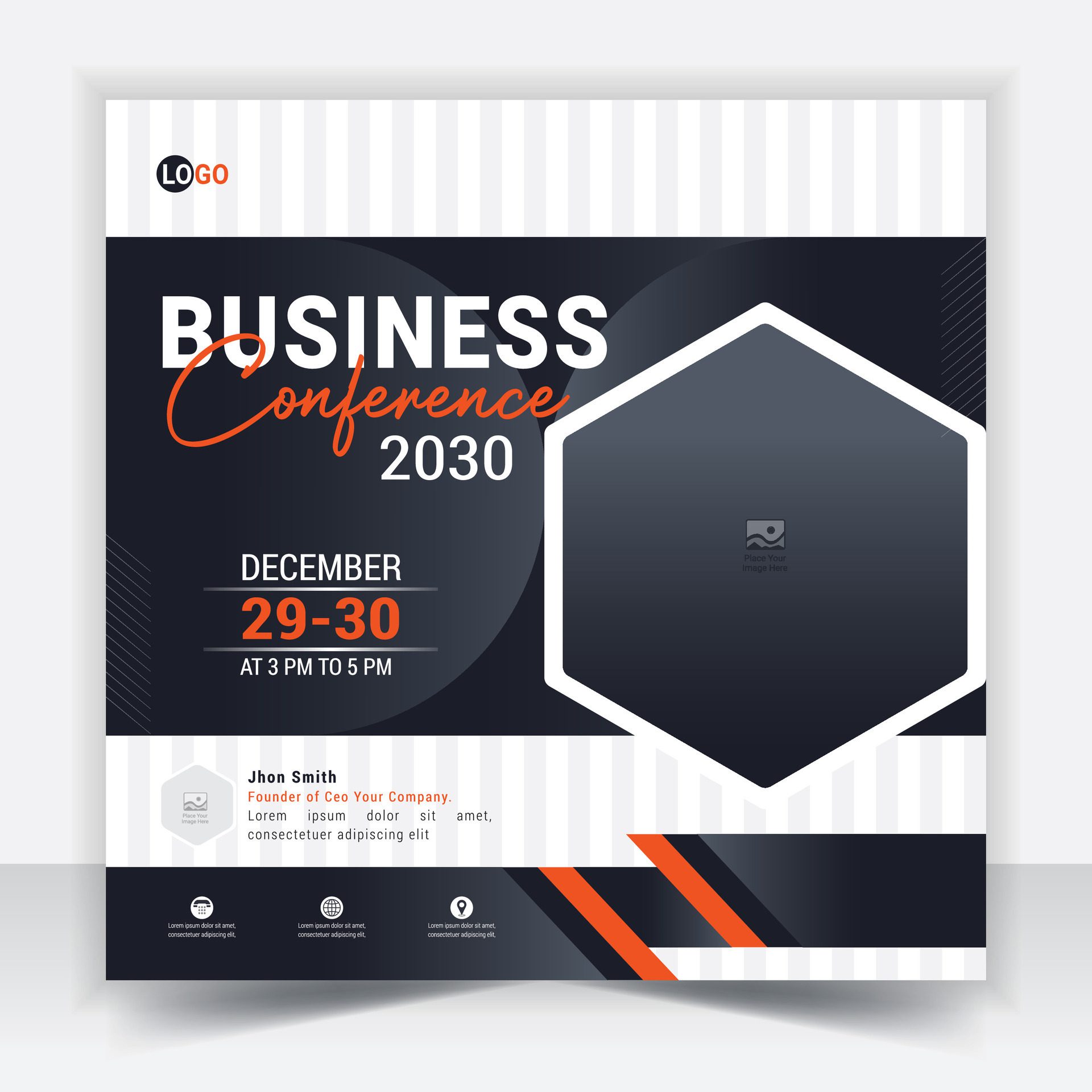 
									Business conference banner template. Online webinar social media post template. Online live webinar. Free Vector