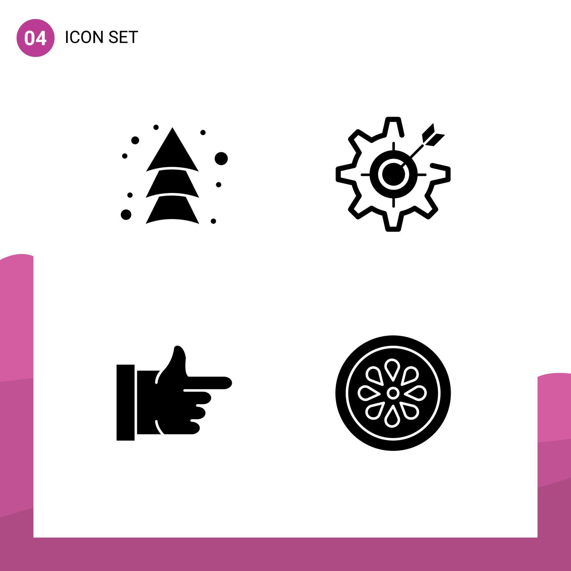 Pack of 4 creative Solid Glyphs of arrow like direction gear vote Editable Vector Design Elements Stock Free