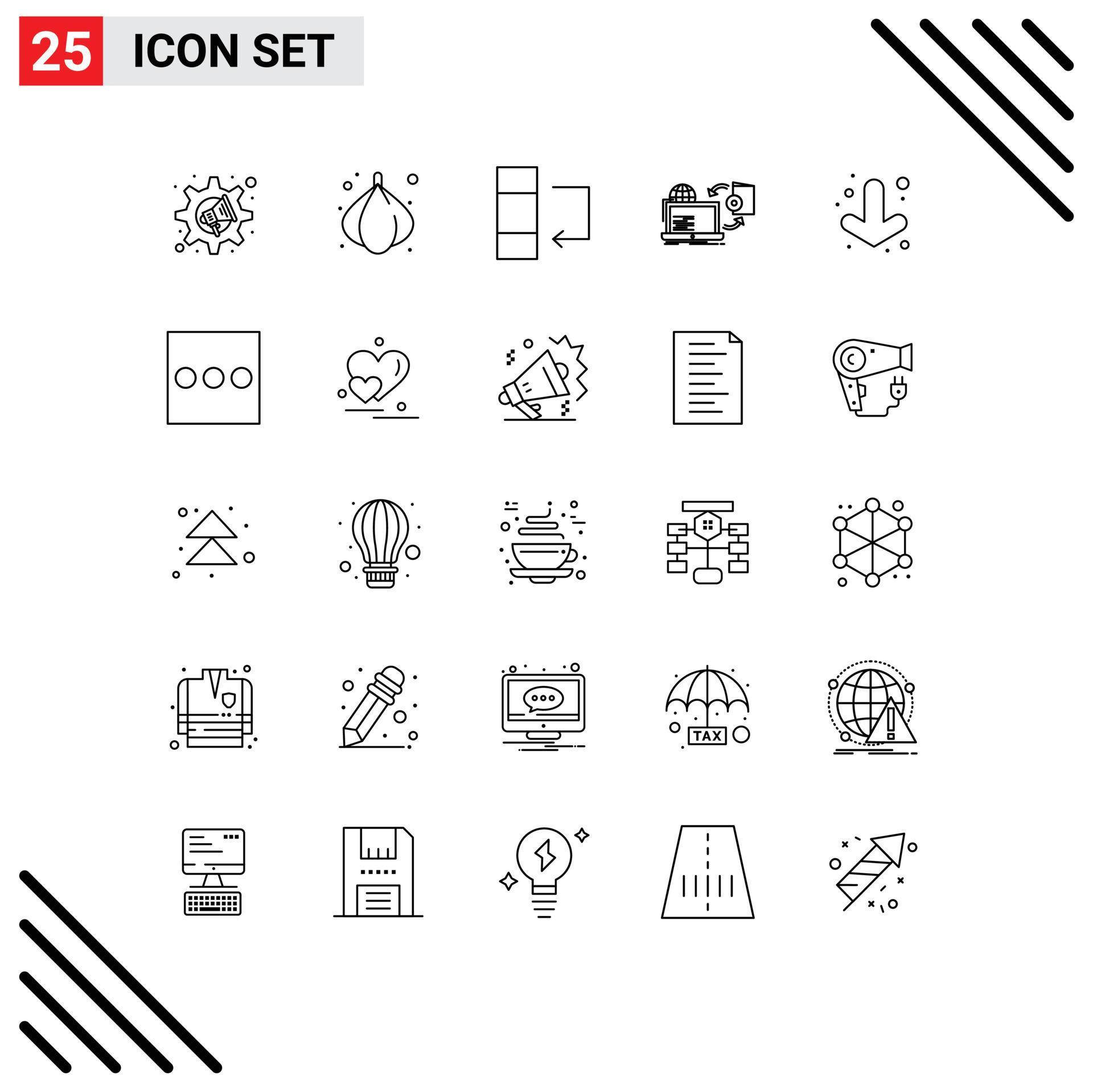 25 Thematic Vector Lines and Editable Symbols of full arrow data publishing game Editable Vector Design Elements Stock Free