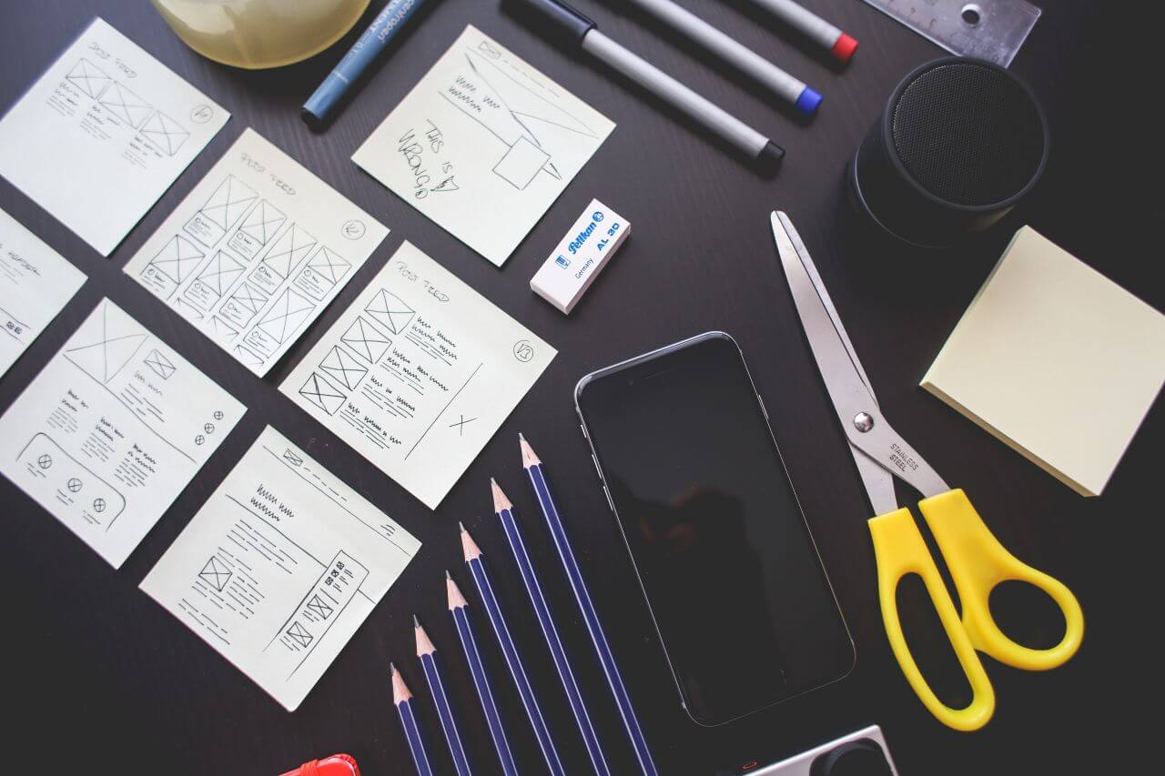 Stationary & Web Design Wireframe Stock Free