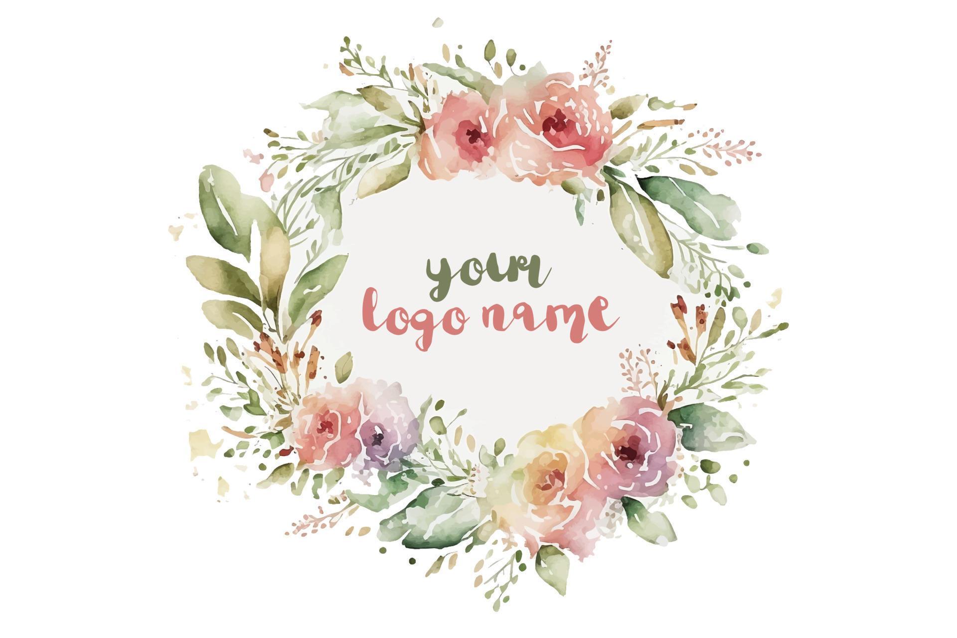 Watercolor Floral Logo, Round Floral Logo, modern Watercolor Logo, Logo Design, Calligraphy Logo, Floral Logo, Flower Logo Stock Free