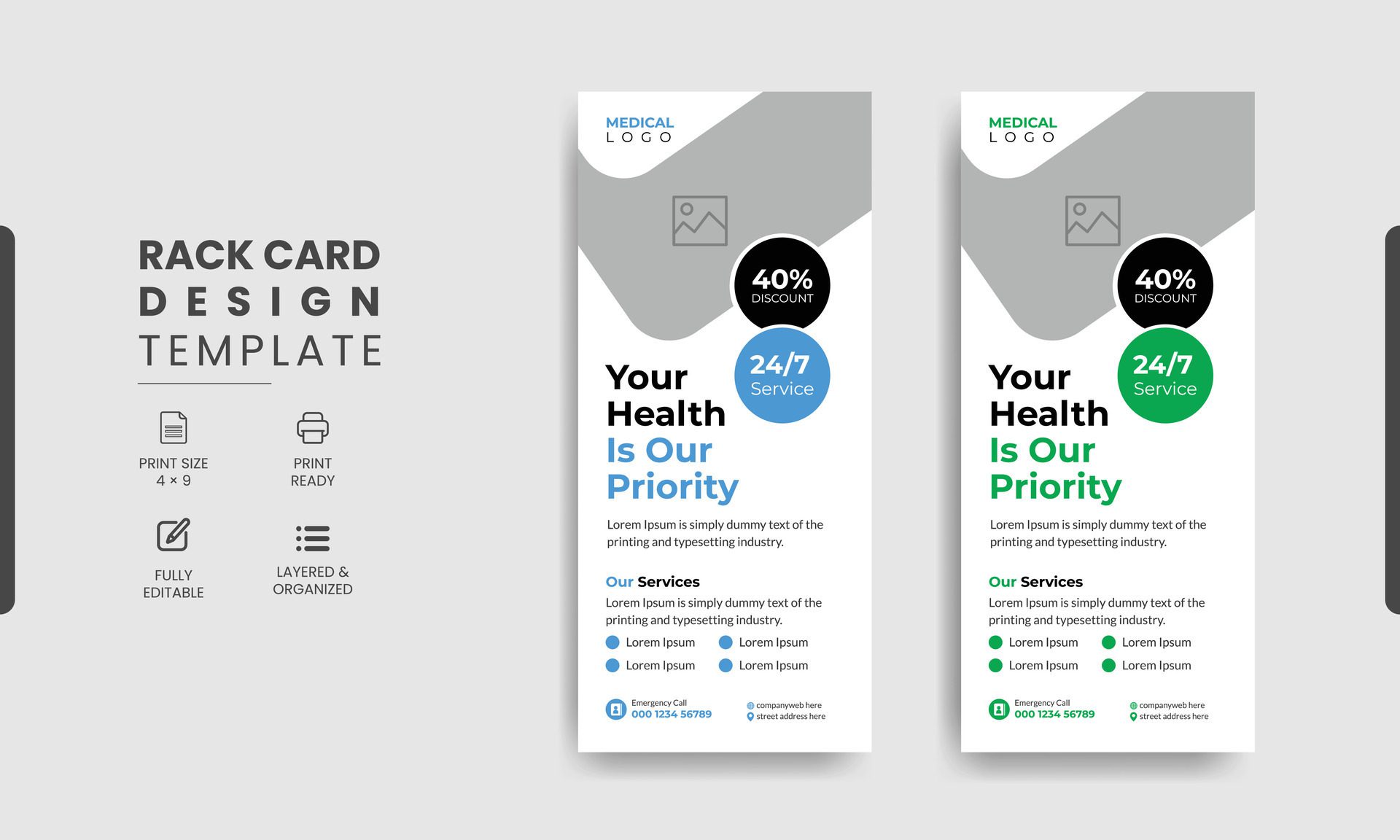 Creative Concept Medical Health Care rack card or DL Flyer or banner layout. Free Vector