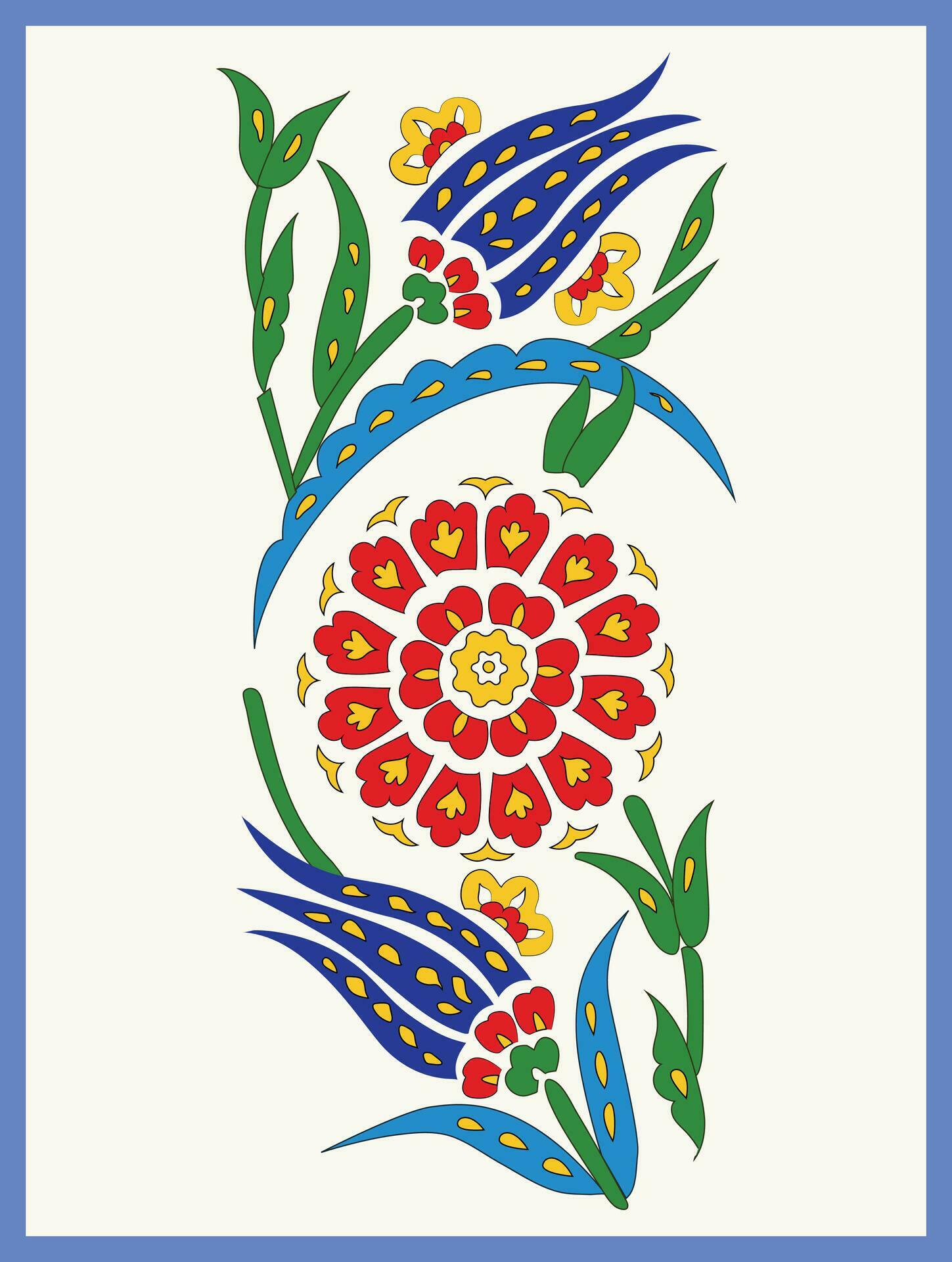 Mughal flower pattern with blue background,Textile, Stock Free