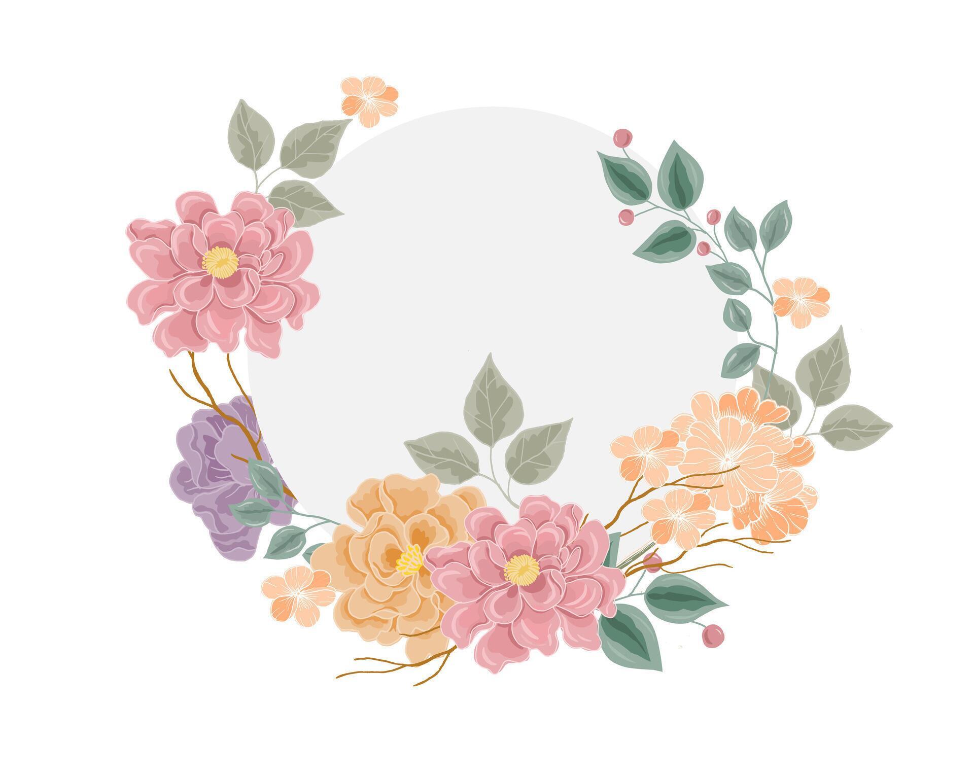 Soft Pastel Rose Flower Wreath Stock Free