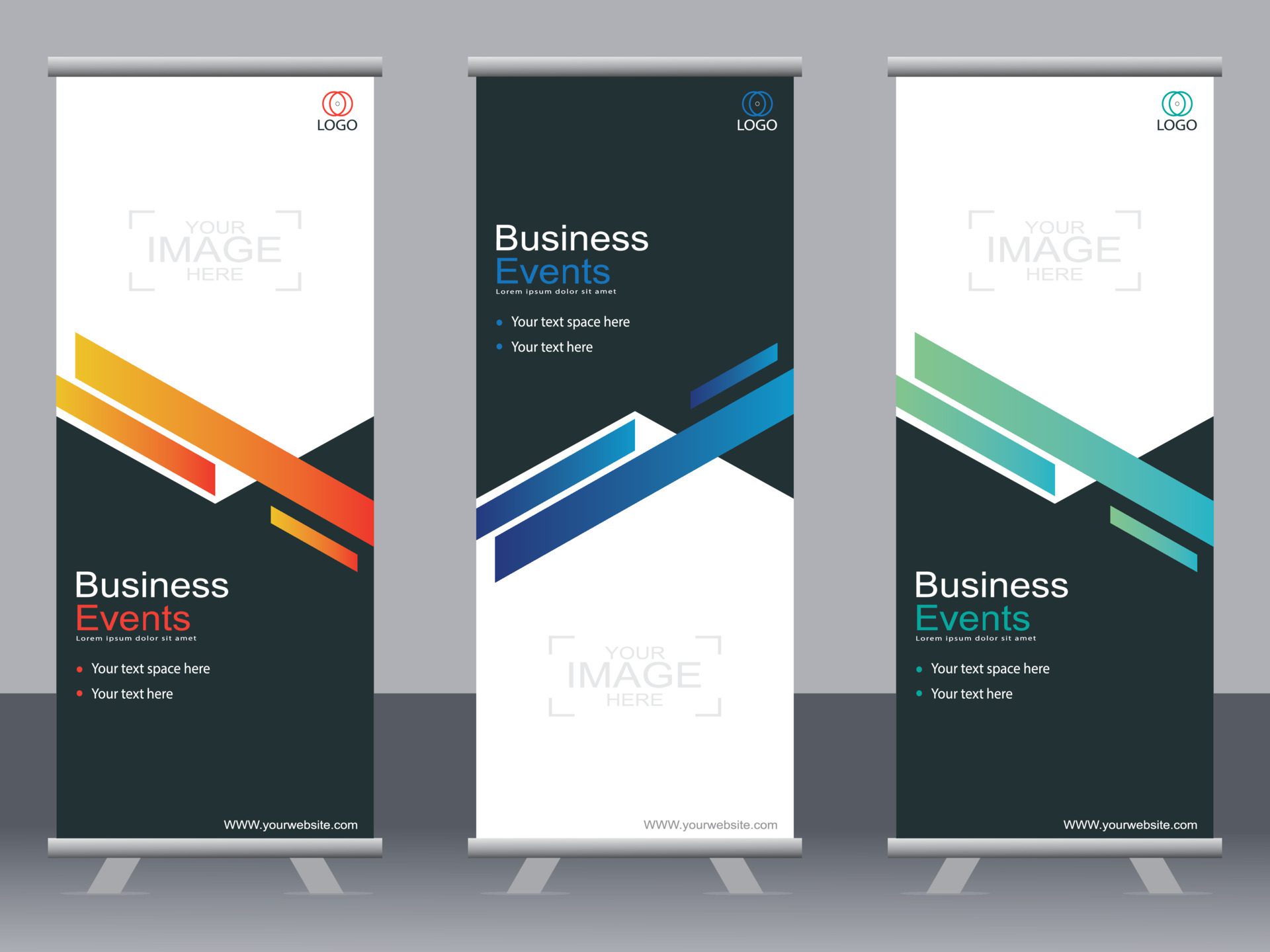 Business banner roll up set standee banner template Modern banner. Free Vector