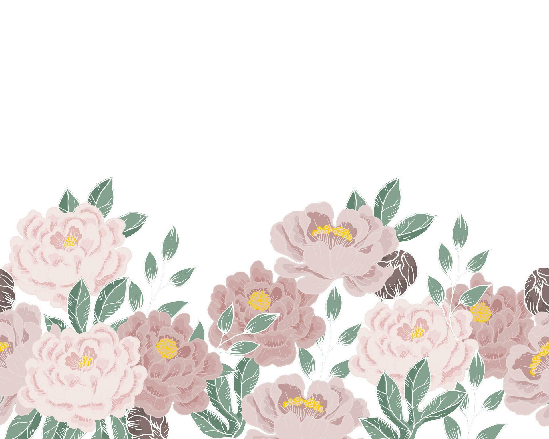 Hand Drawn Dusty Peony Flower Seamless Background Stock Free and Free SVG