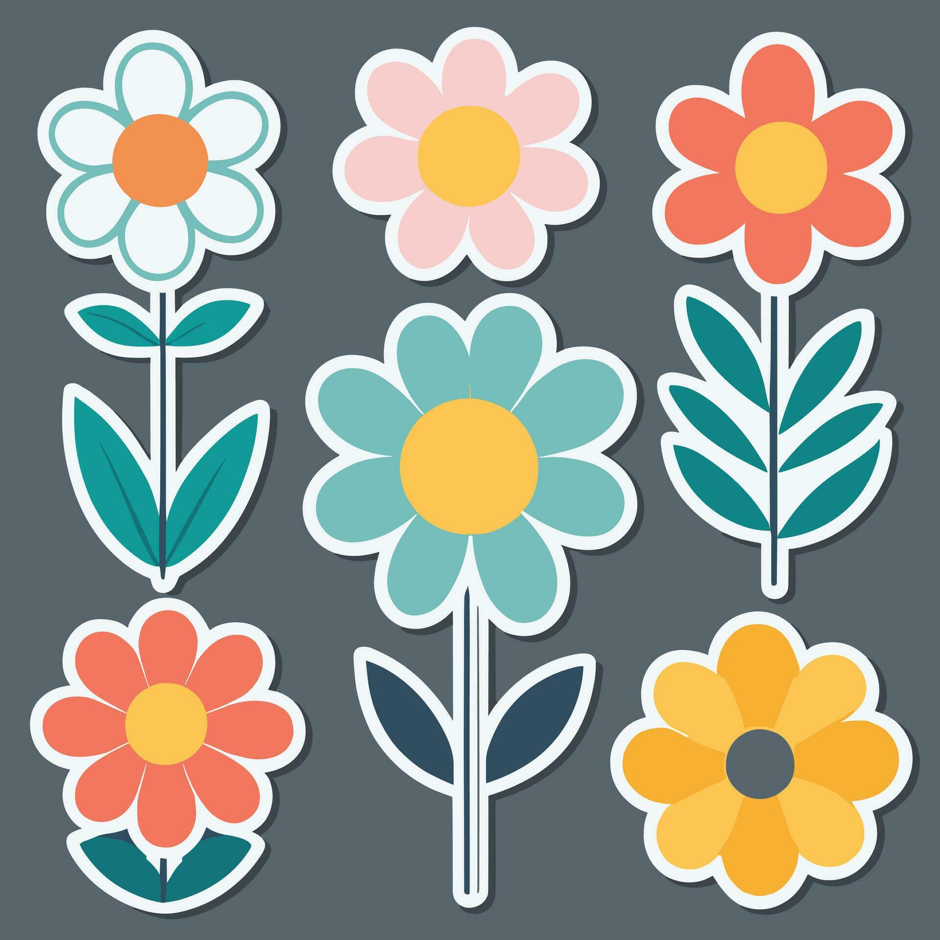 Flower sticker collection Stock Free