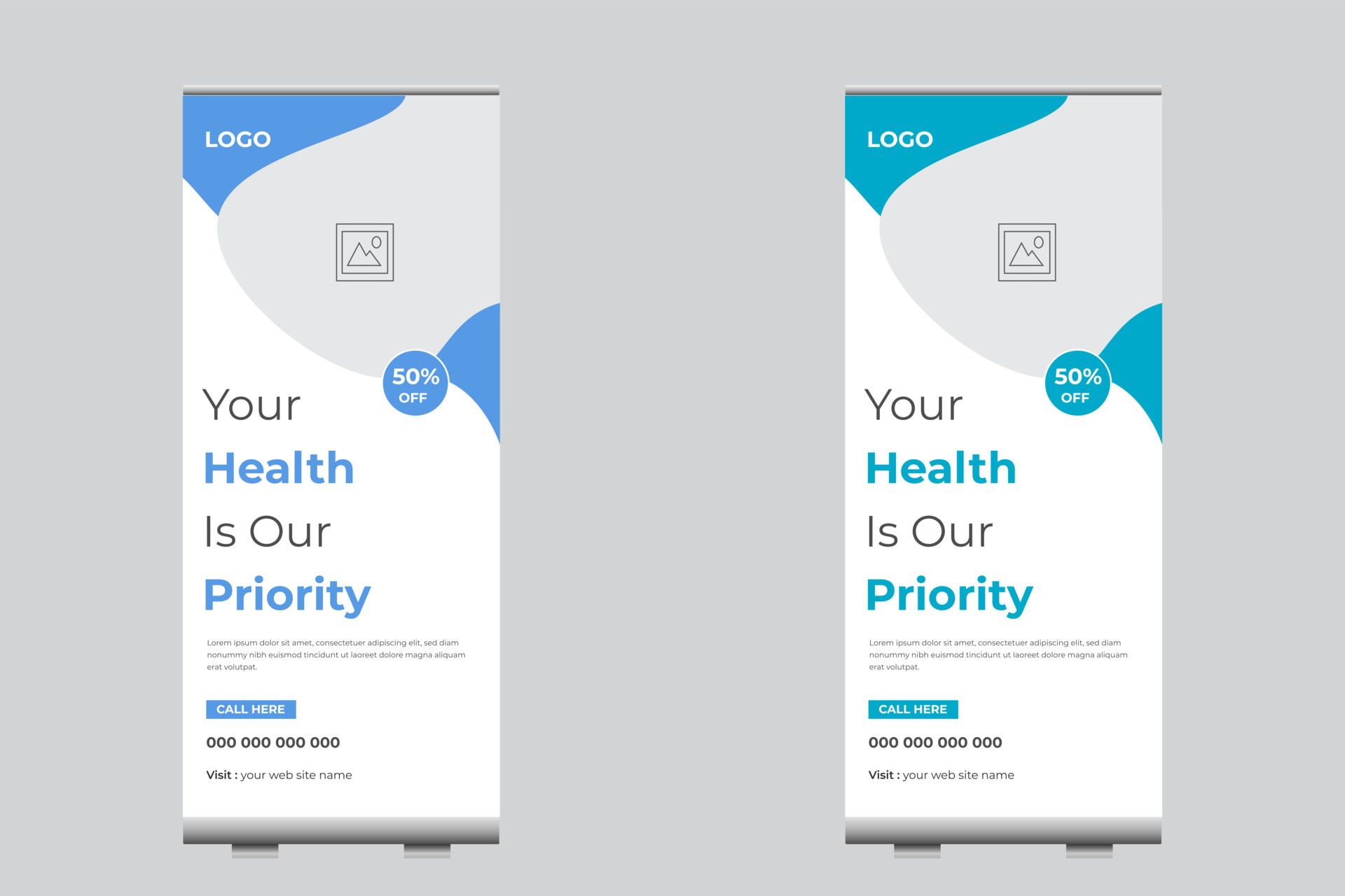 Medical Roll Up Banner Design For Your Hospital, Dental Template Free Vector