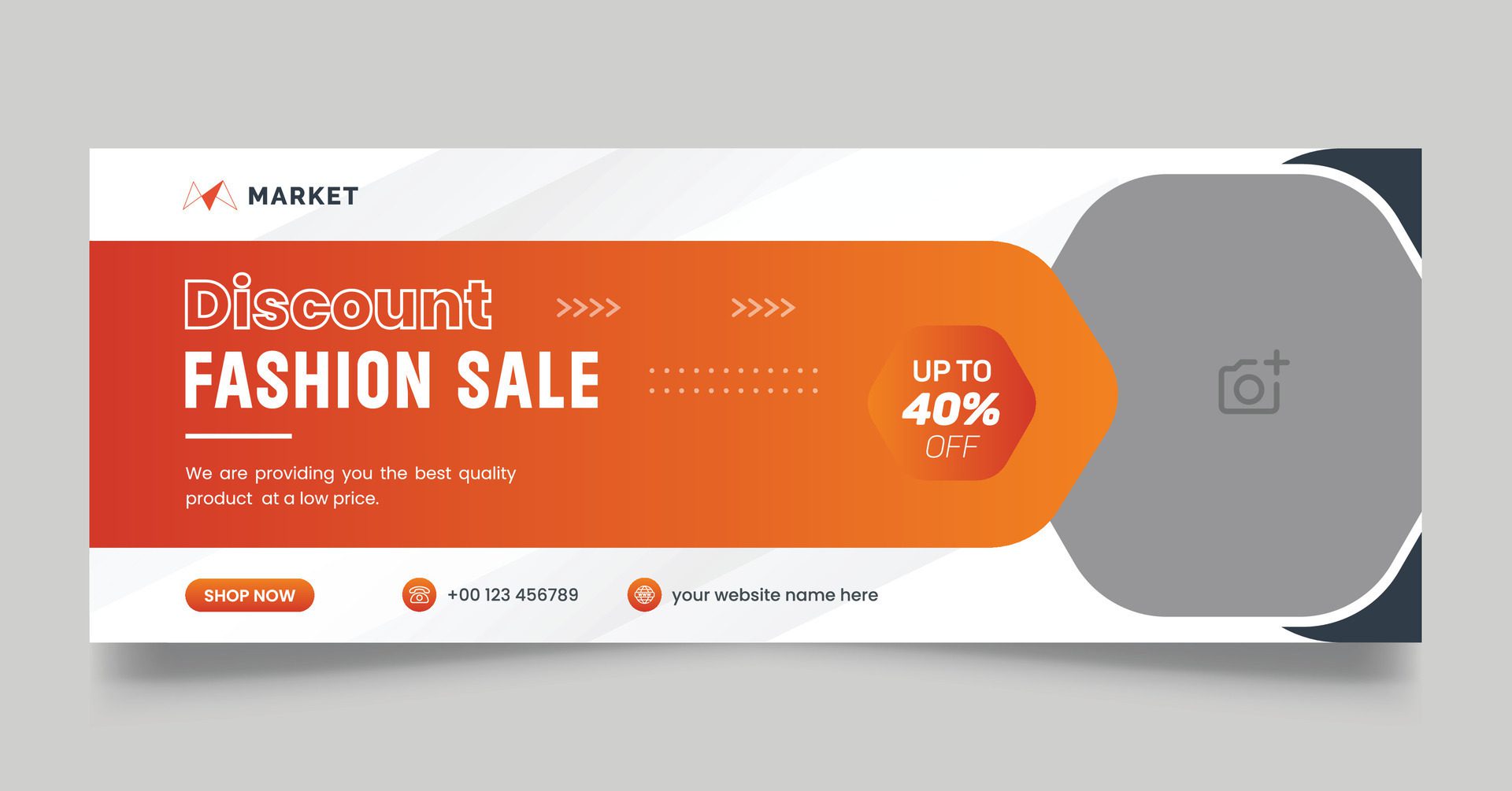 Discount advertisement fashion sale social media post design template and promotional web banner layout. black orange fashion template. Free Vector