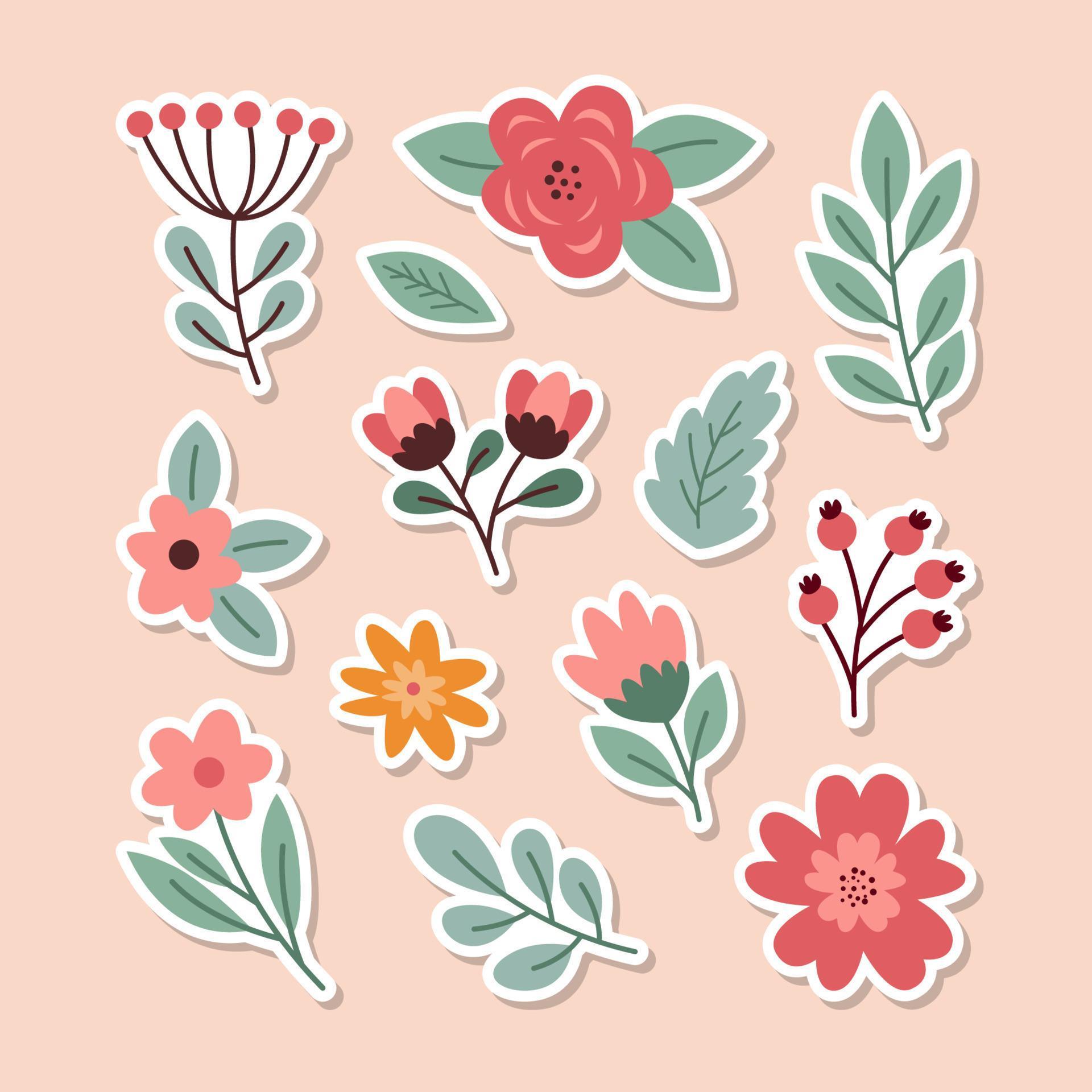 Spring Floral And Blooming Flower Sticker Stock Free