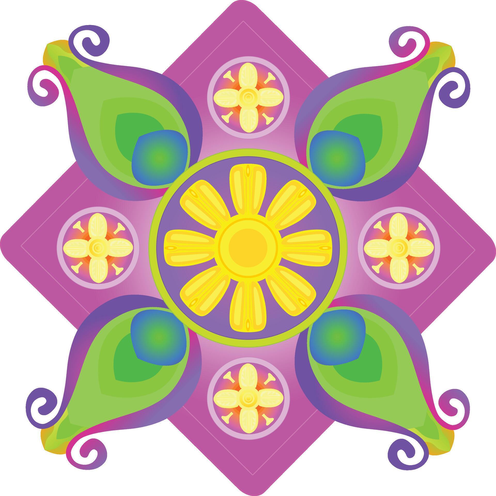 Vector art, cloth designs featuring beautiful flowers, intricate curves, and vibrant circles. Stock Free