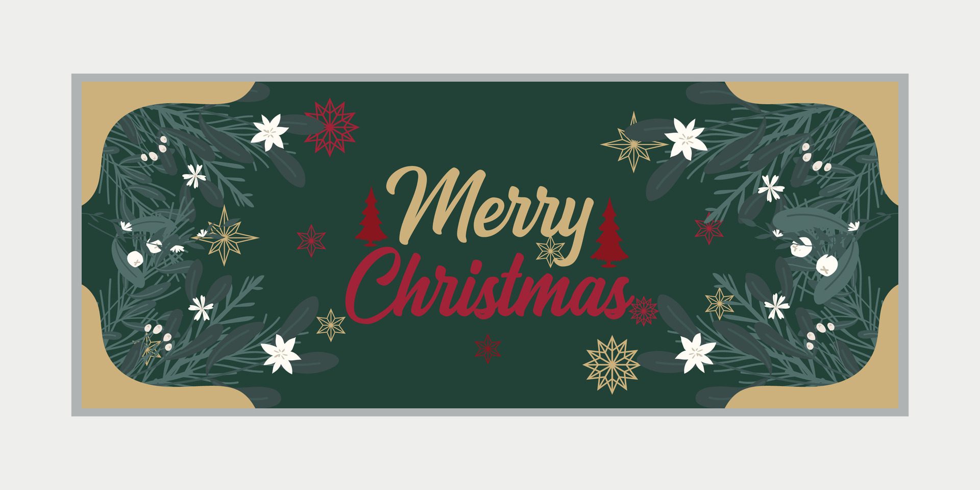 merry christmas banner set and happy new year banner, social media cover and web banner,Merry Christmas design for greeting card, Free Vector