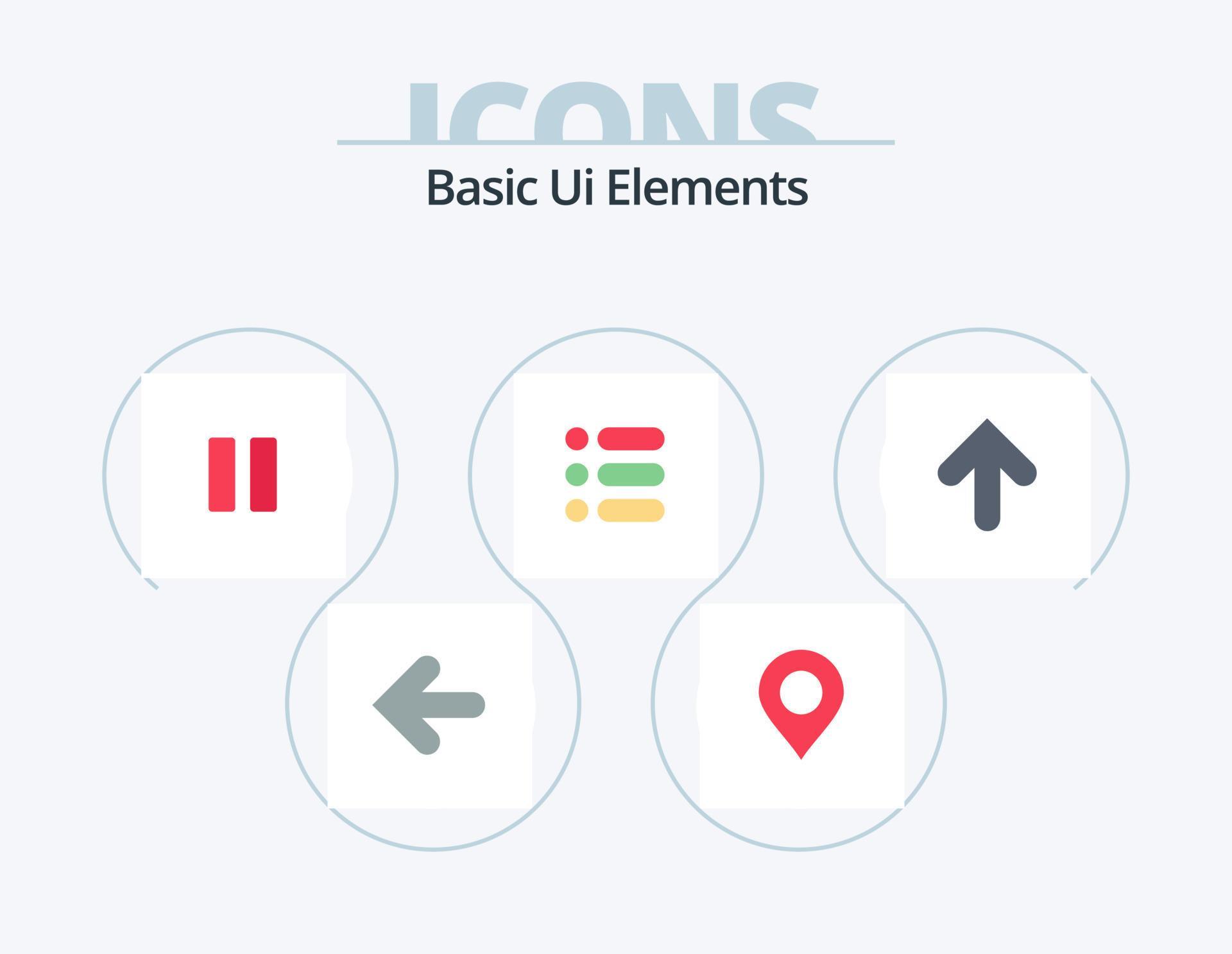 Basic Ui Elements Flat Icon Pack 5 Icon Design. arrow. write. control. text. list Stock Free