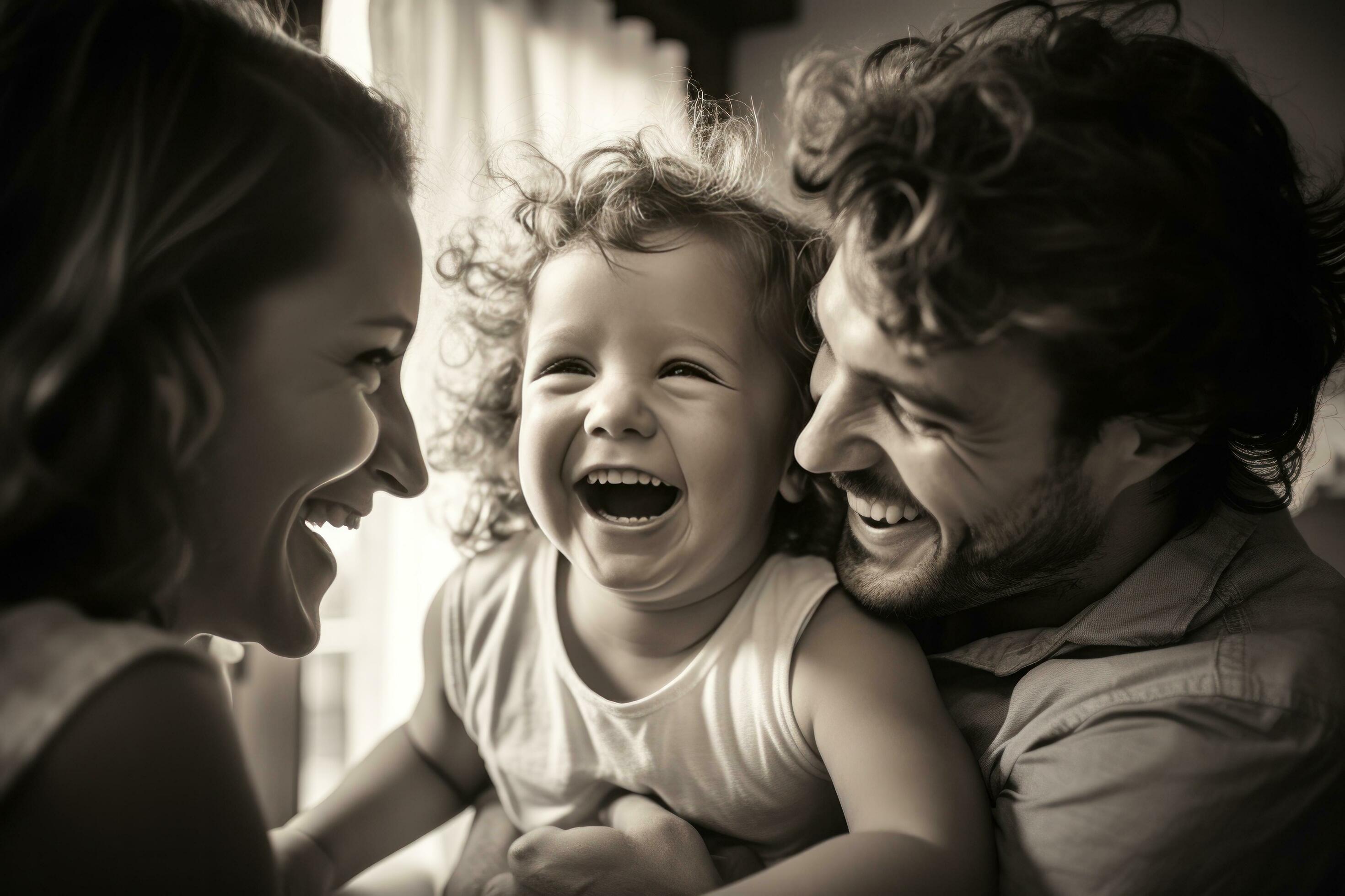 Happy family having fun at home together Stock Free