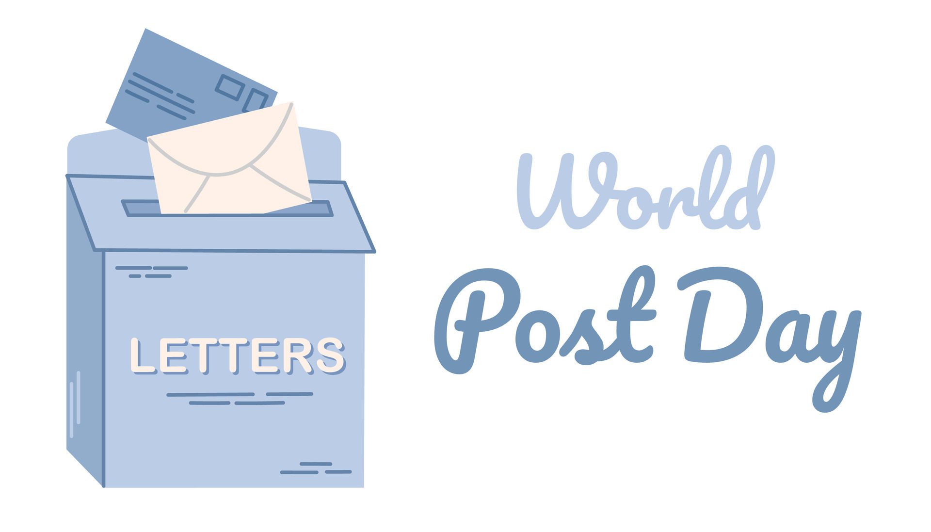 World Post Day horizontal banner. Hand drawn illustration of vintage mailbox. Free Vector