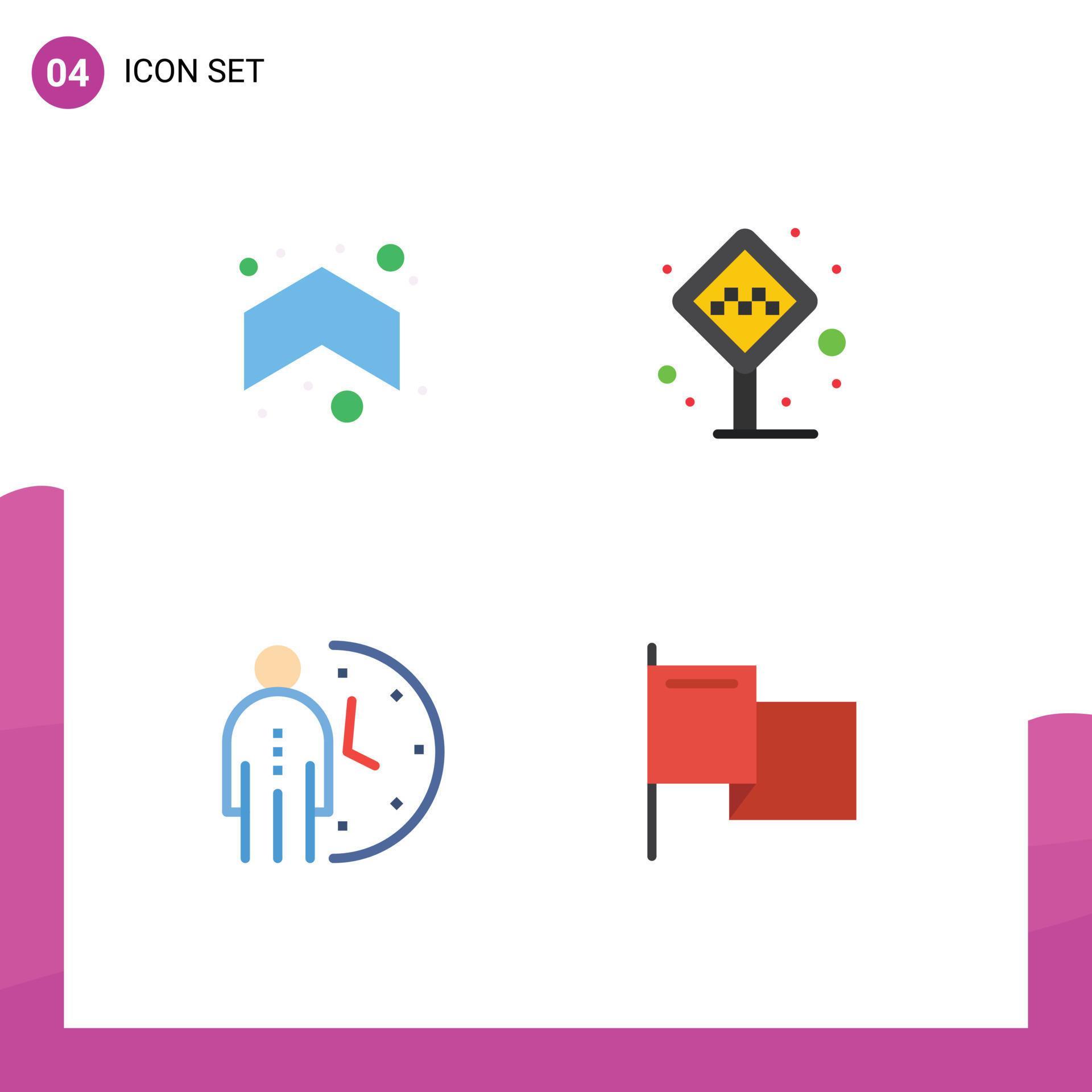 Mobile Interface Flat Icon Set of 4 Pictograms of arrow clock direction stand management Editable Vector Design Elements Stock Free