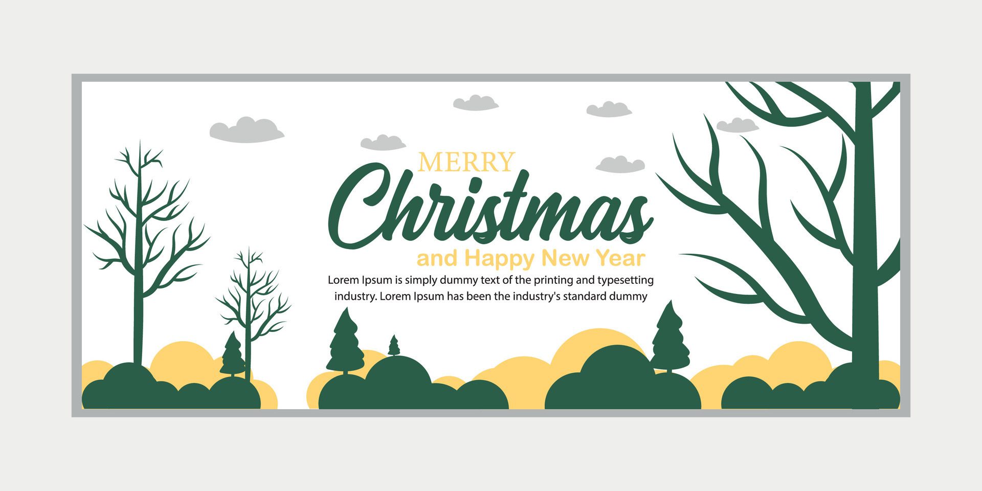 merry christmas banner set and happy new year banner, social media cover and web banner Free Vector