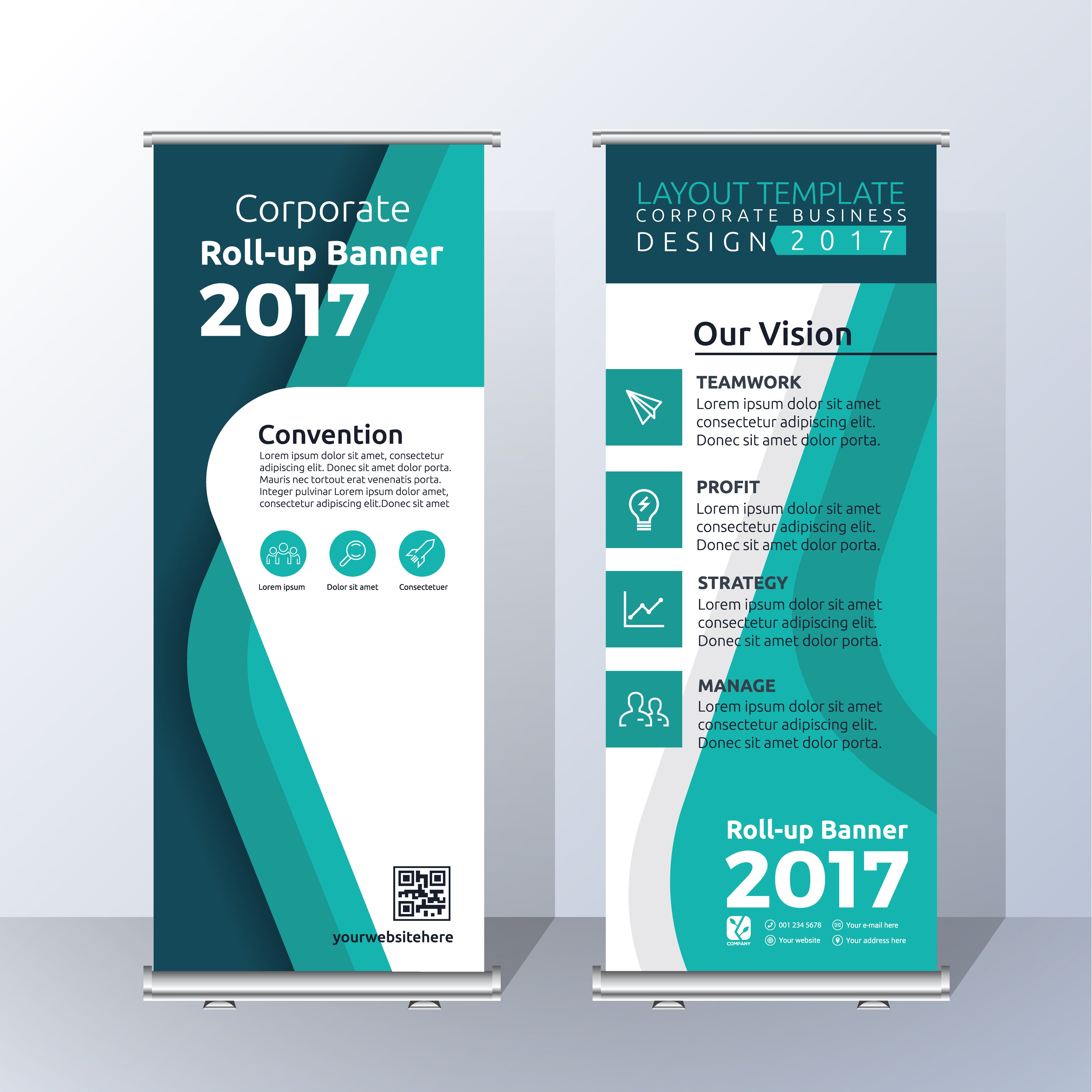 
									Vertical Roll Up Banner Template Design for Announce and Advertising. Free Vector