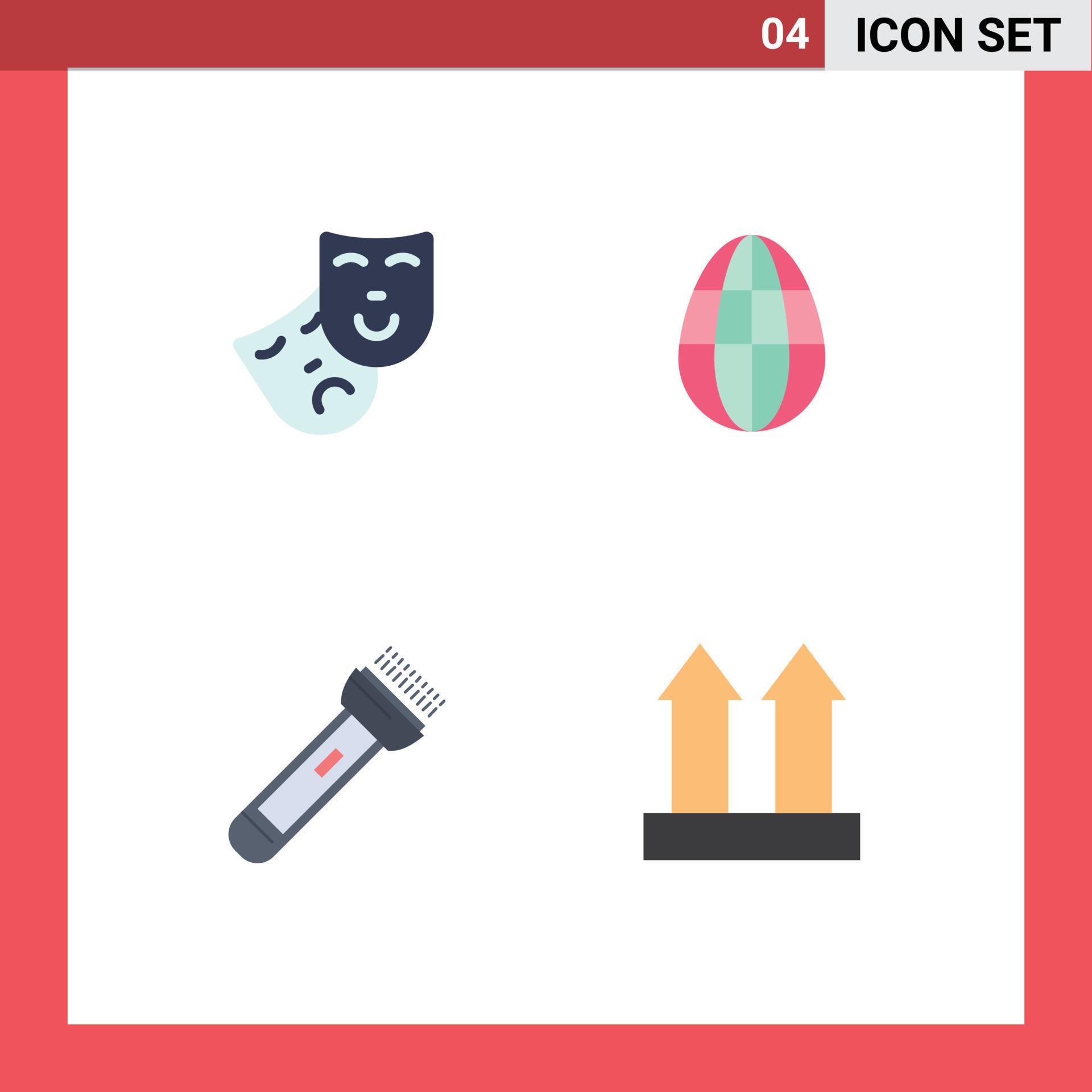 Pack of 4 creative Flat Icons of mask camping egg torch arrows Editable Vector Design Elements Stock Free