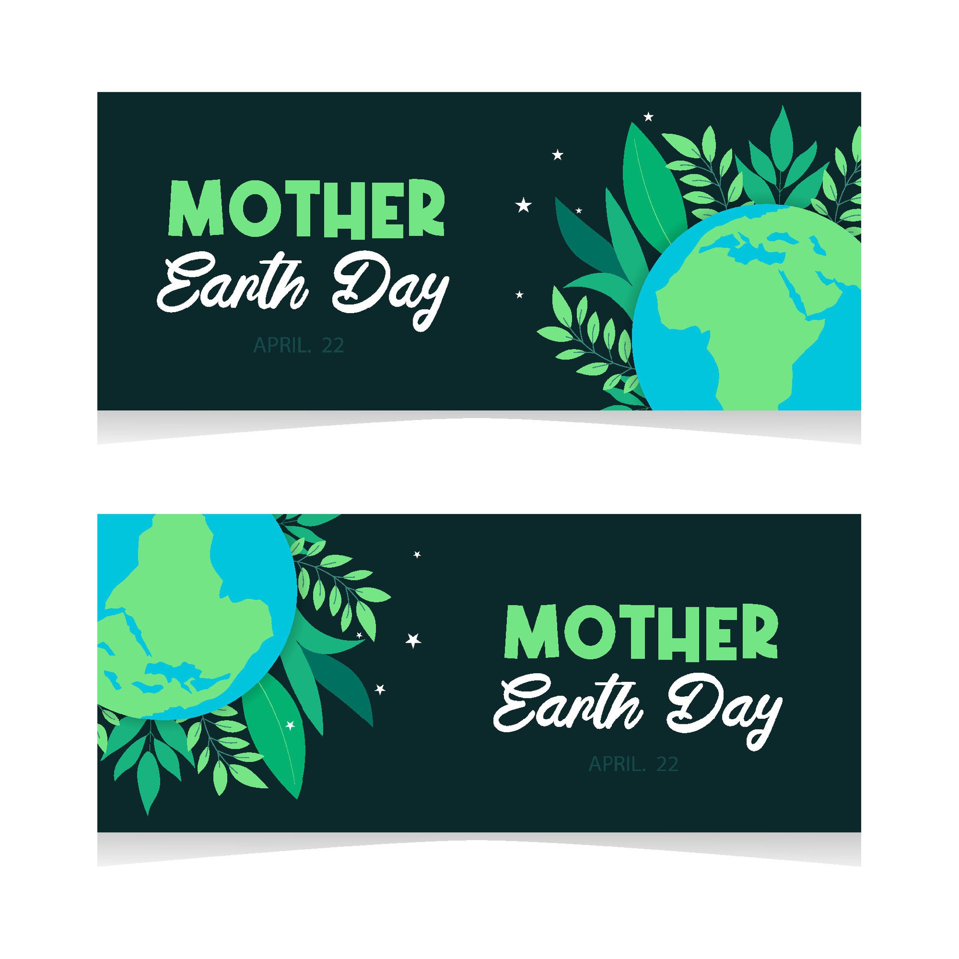 two flat banner mother earth day Free Vector