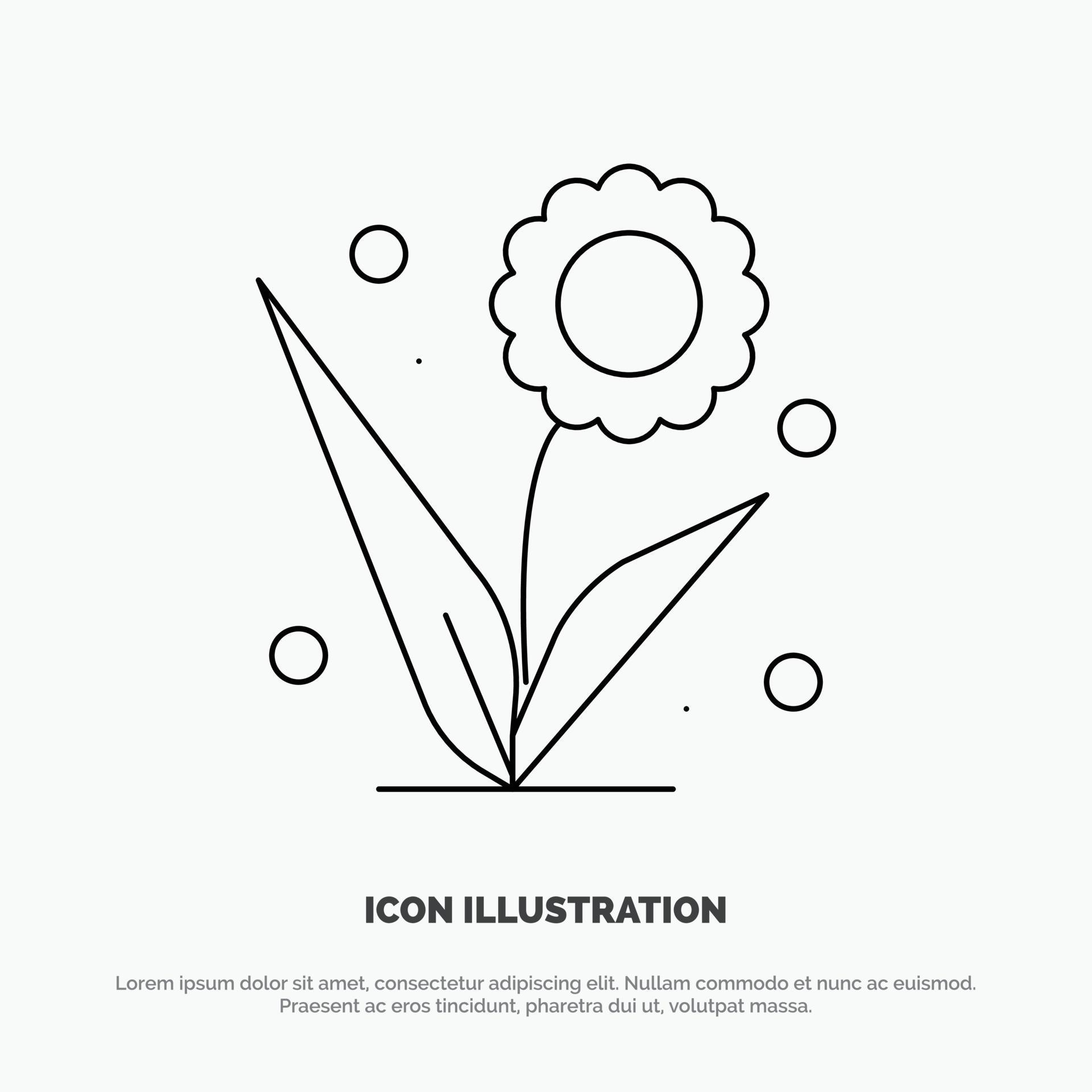 Flora Floral Flower Nature Spring Line Icon Vector Stock Free