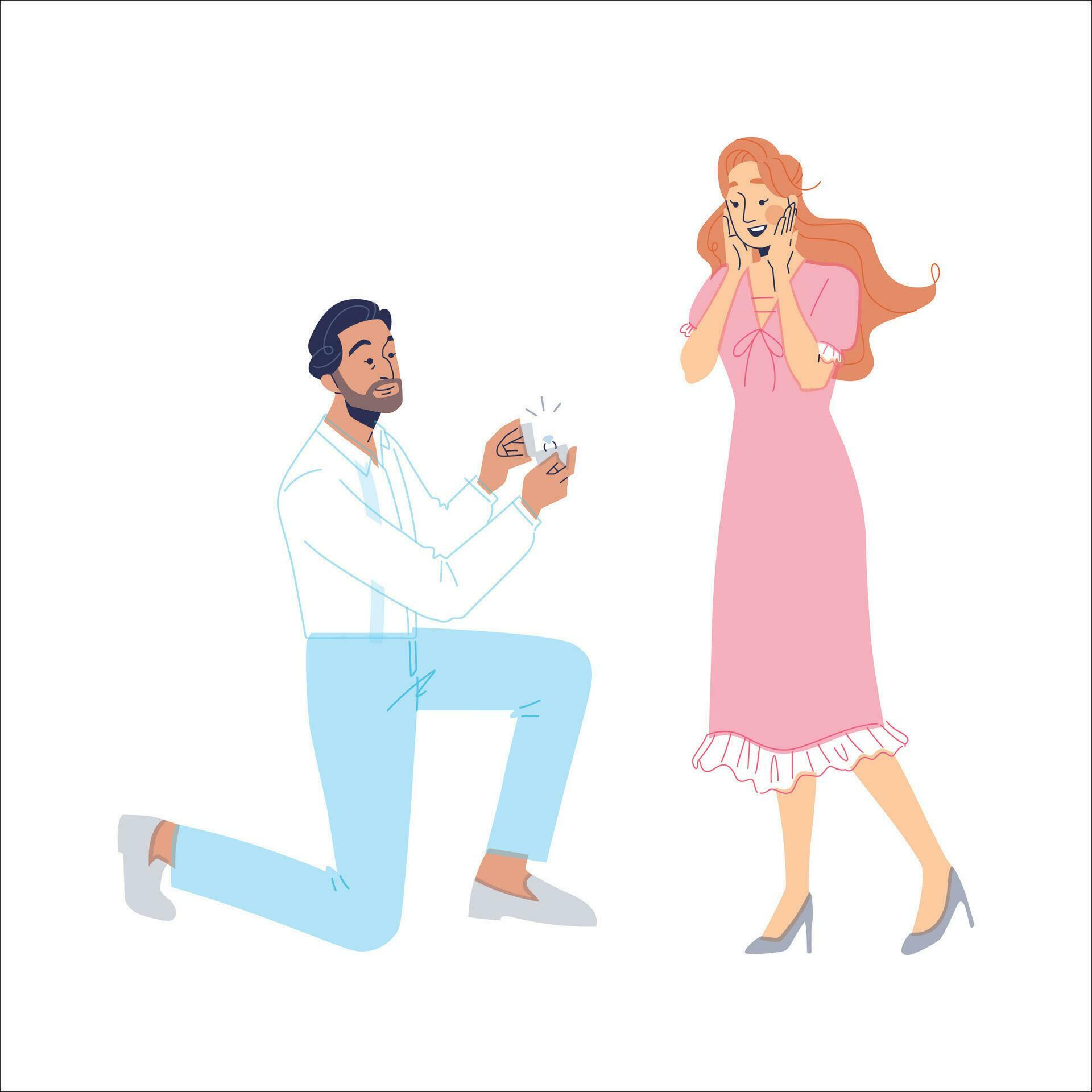 Vector illustration of a man giving flowers to a woman Stock Free