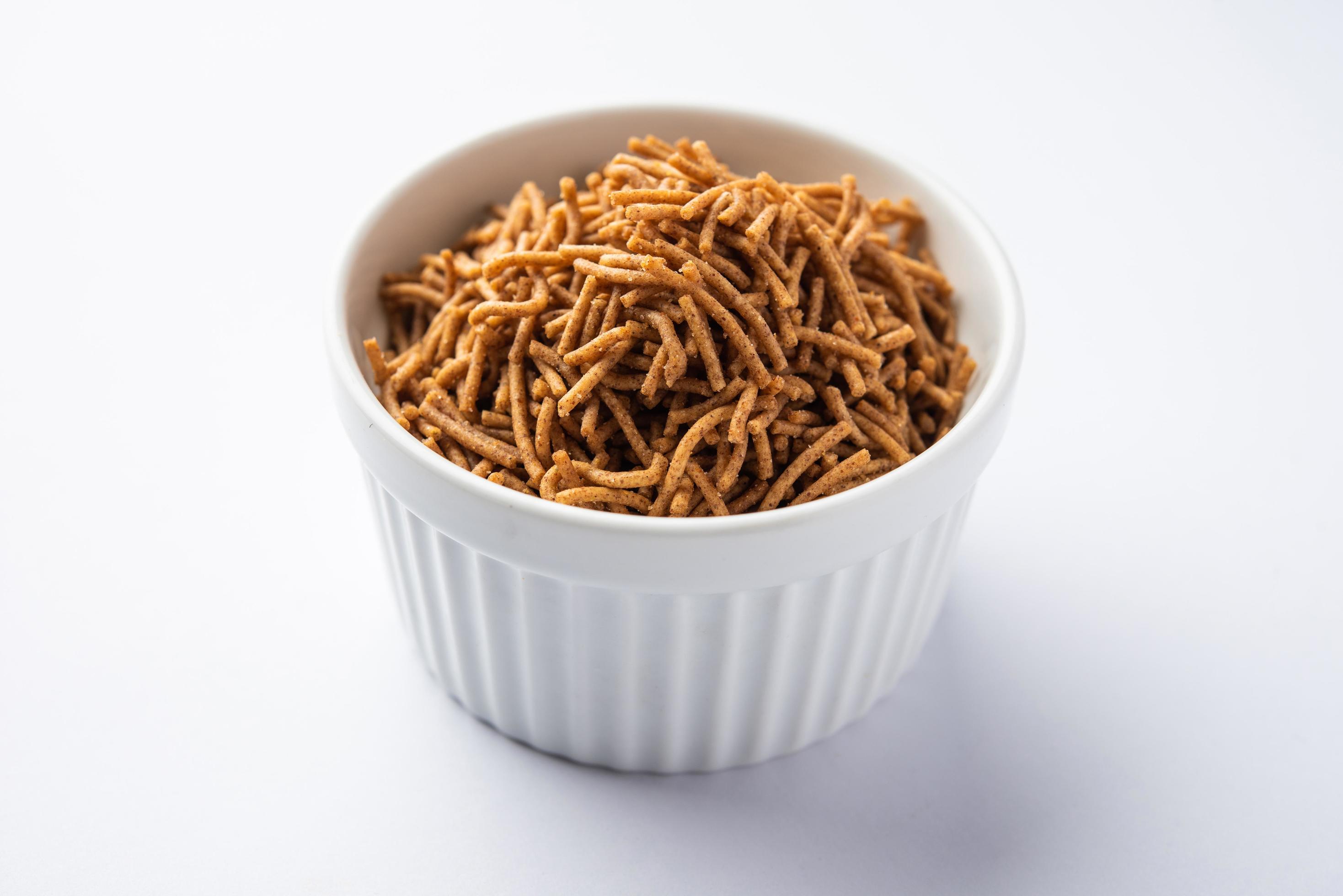 Nachni or Ragi Sev is a delicious crispy noodle made from finger millets, healthy Indian food Stock Free