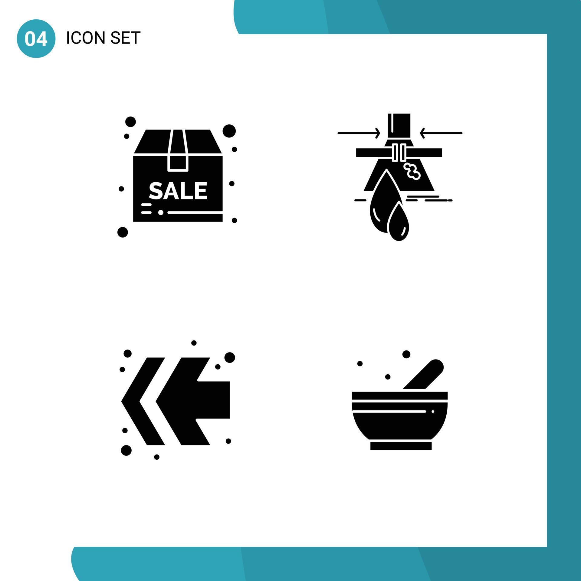 Set of 4 Commercial Solid Glyphs pack for package arrows discount detection left Editable Vector Design Elements Stock Free