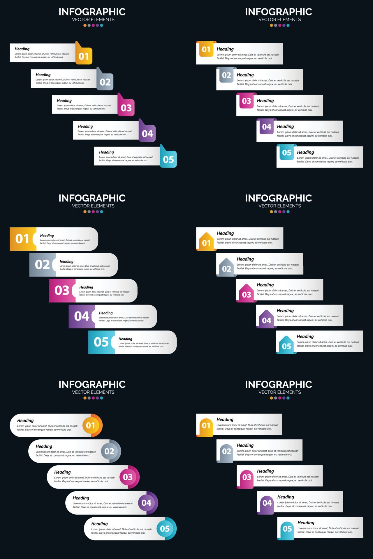 Make your presentation stand out with Vector 6 Infographics Pack Free Vector and Free SVG