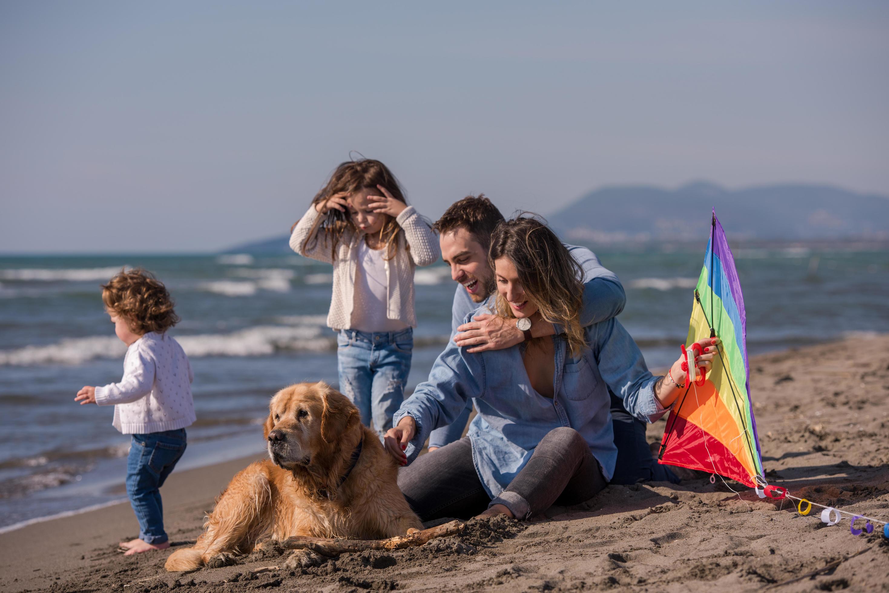 happy young family enjoying vecation during autumn day Stock Free