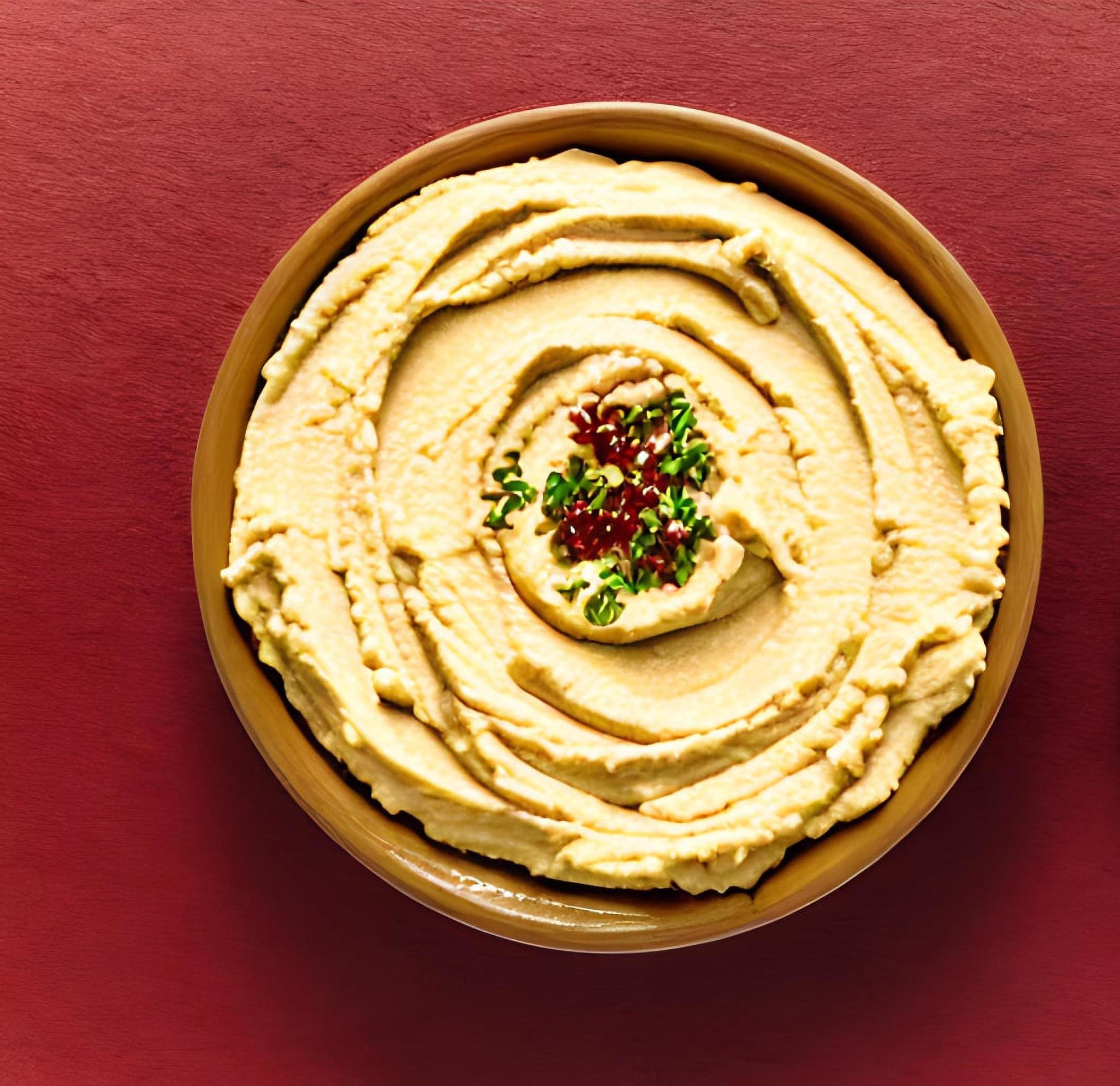 Healthy food. Traditional freshly made organic hummus. Stock Free