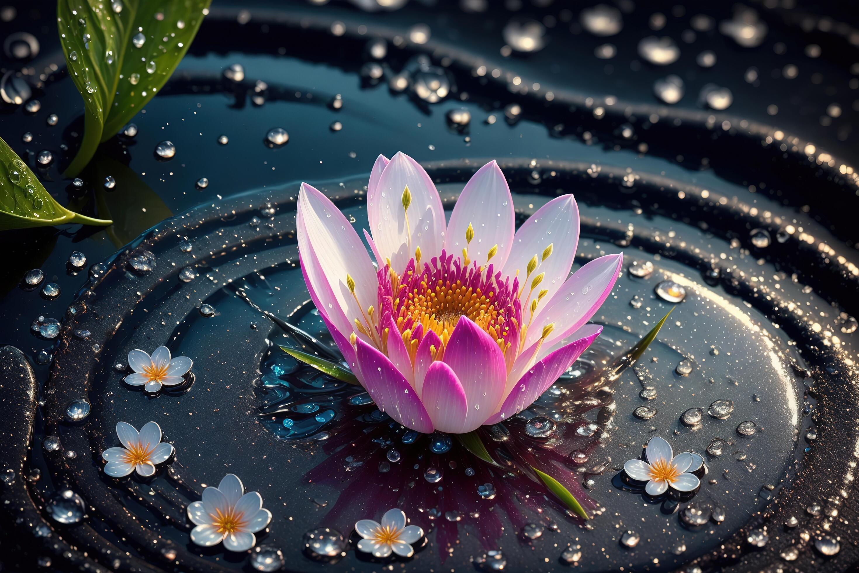 A flower with water drops on it Stock Free