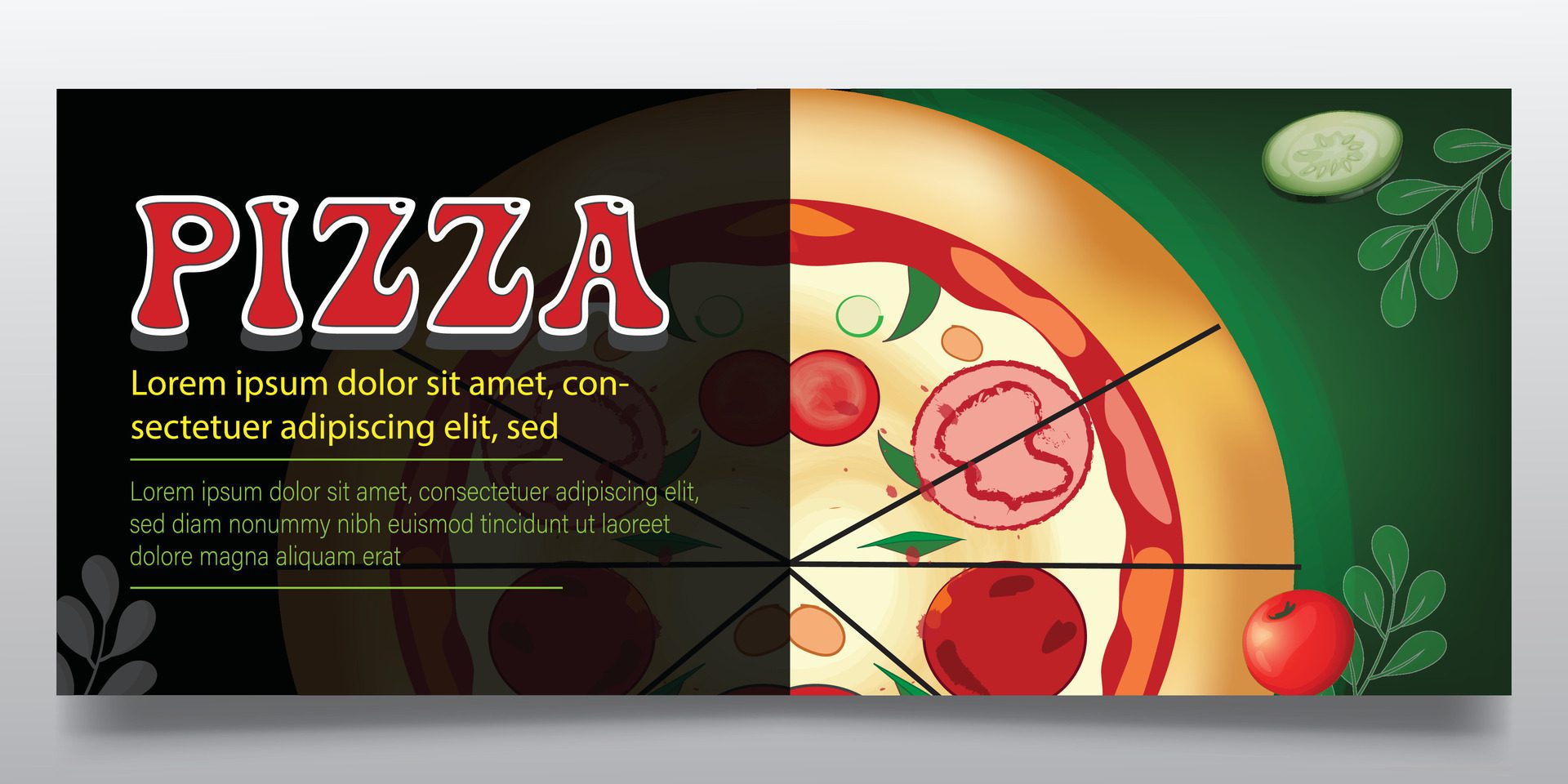 Pizza and fast food banner design Free Vector