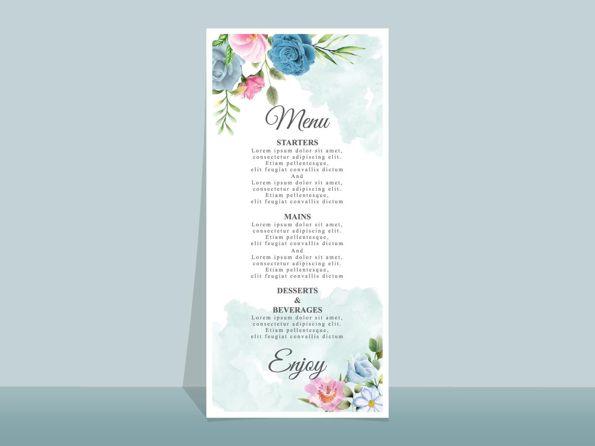 Beautiful blue and pink flowers wedding invitation card Stock Free