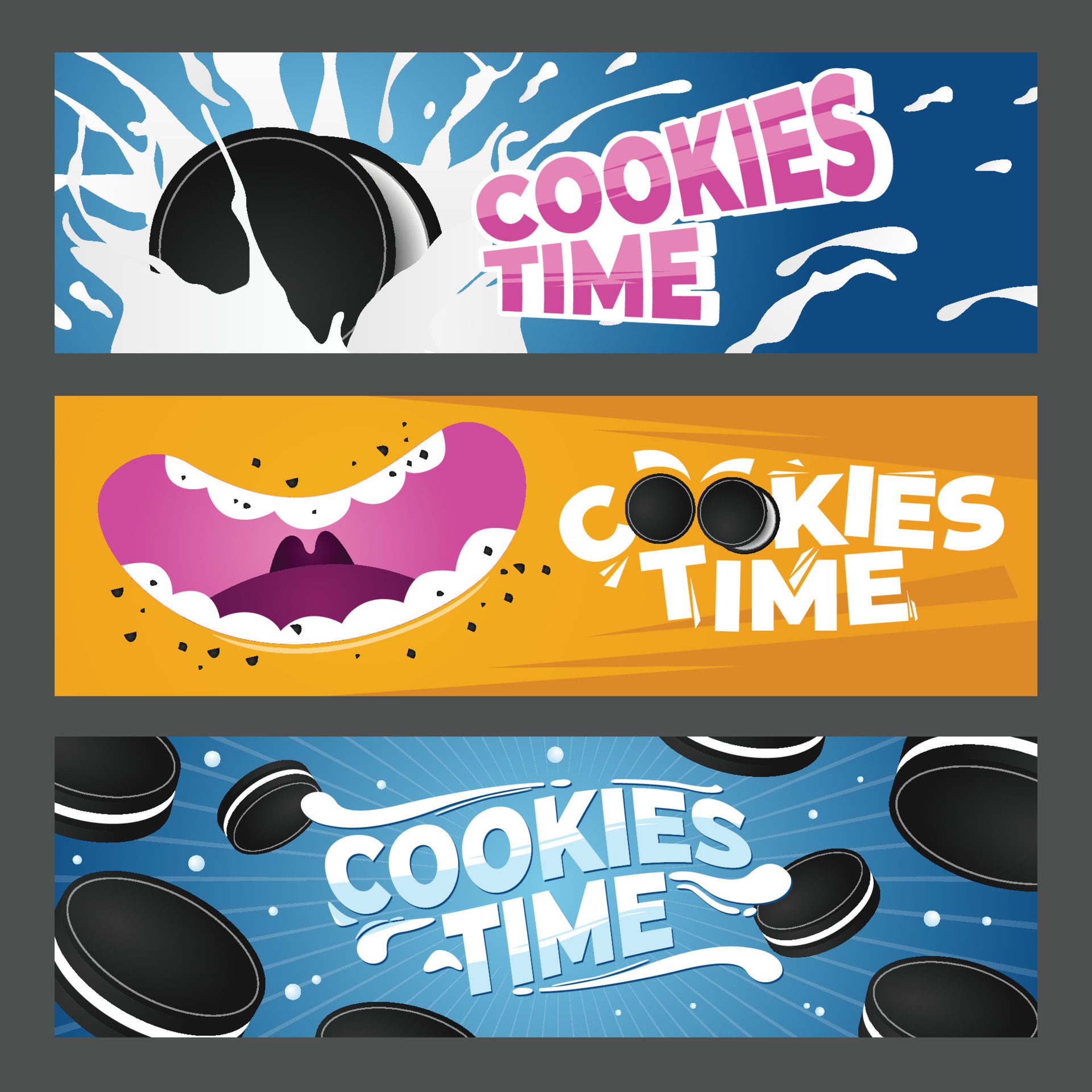 Black Cookies Time Horizontal Banner Free Vector and Free SVG