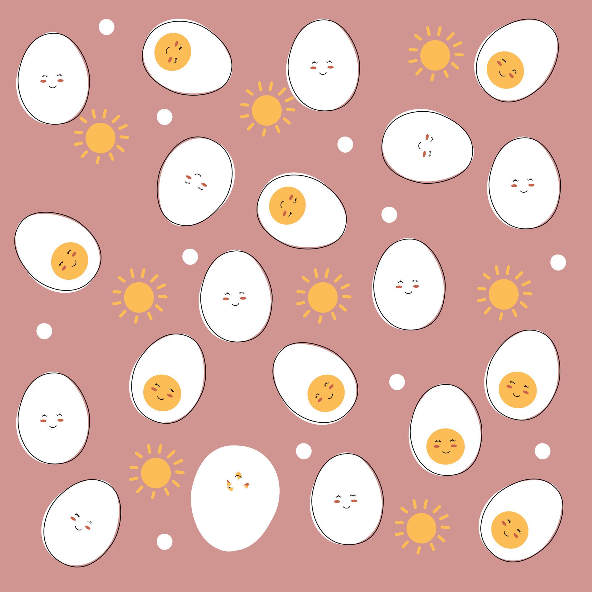 Egg and sun pattern on pink background with dot pattern. Breakfast pattern, pastry pattern for wallpaper, surface design and fabric pattern Free Vector