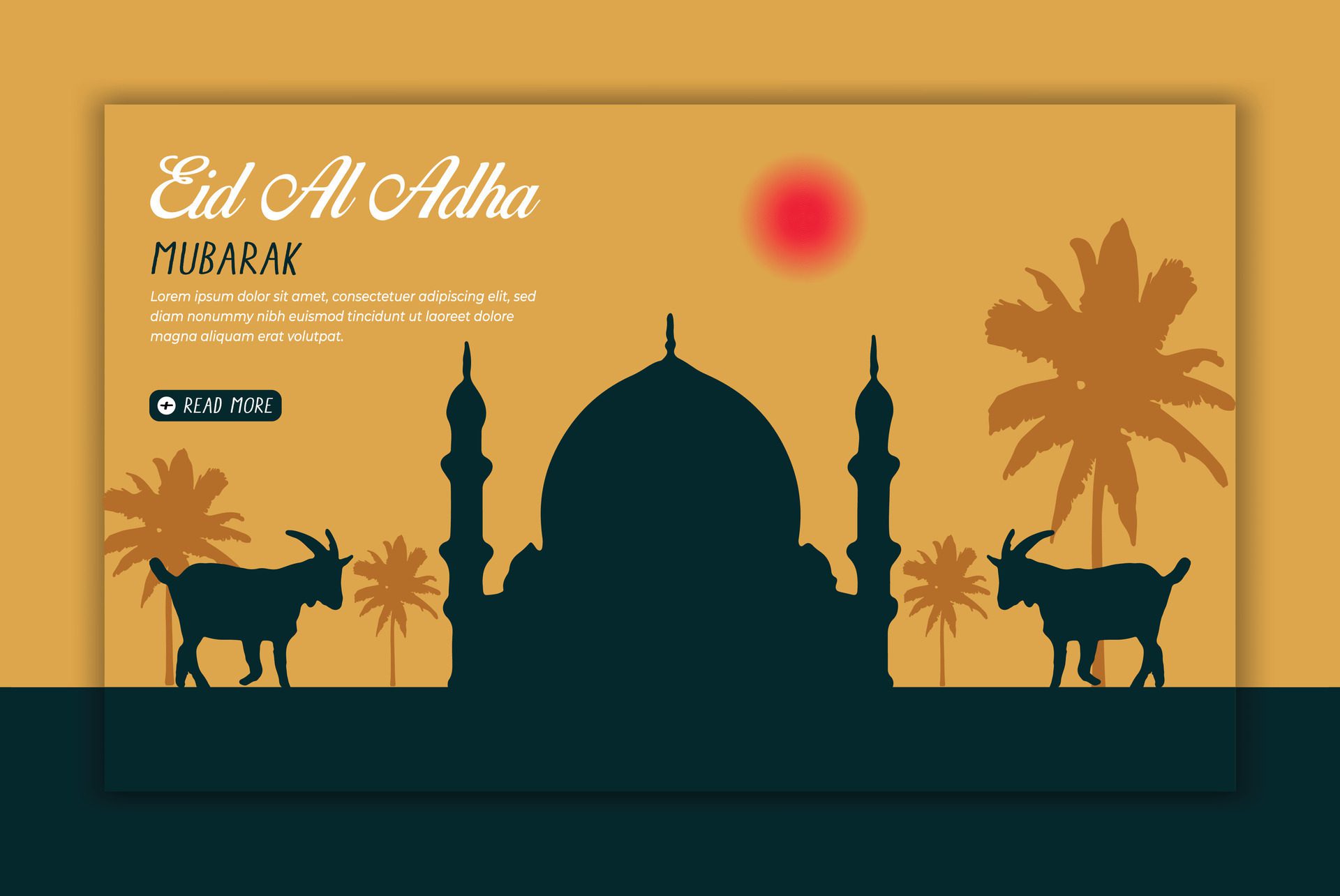 Eid al adha mubarak islamic festival social media banner post template Free Vector