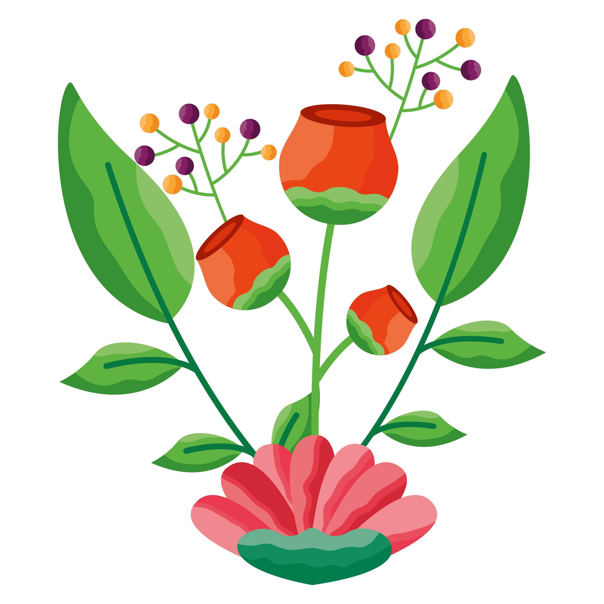 Isolated flowers with leaves ornament design Stock Free