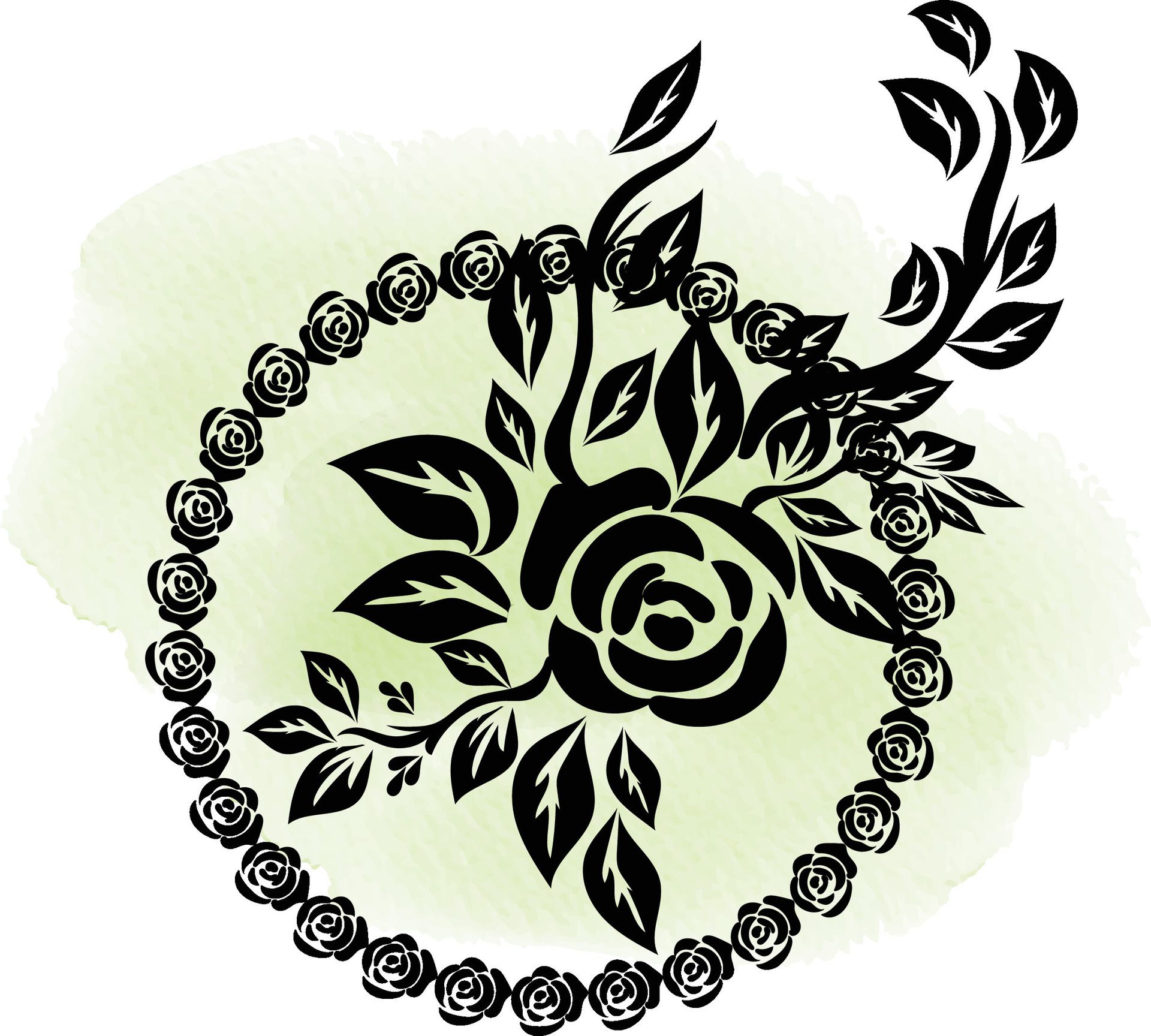 realistic hand drawn flowers with blank banner Free Vector