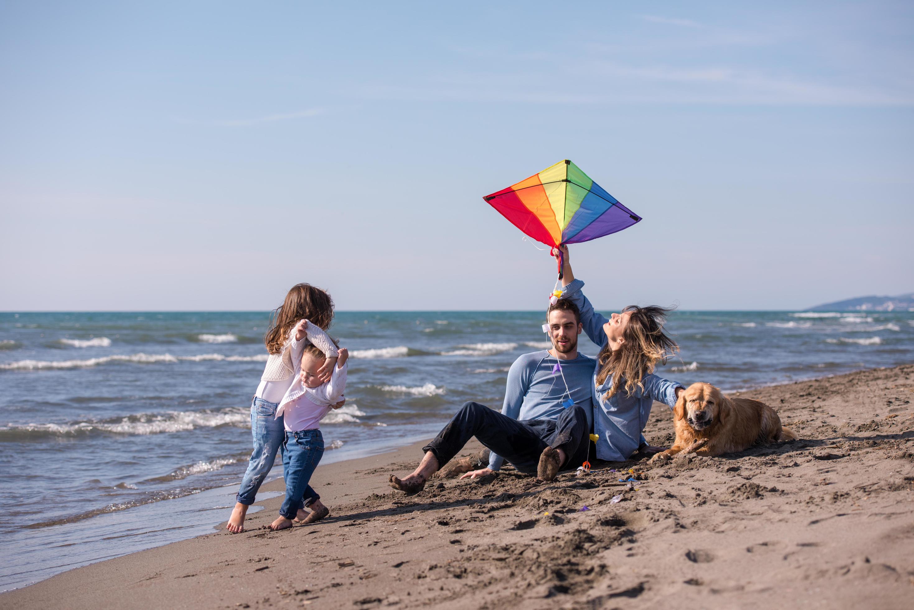 happy young family enjoying vecation during autumn day Stock Free