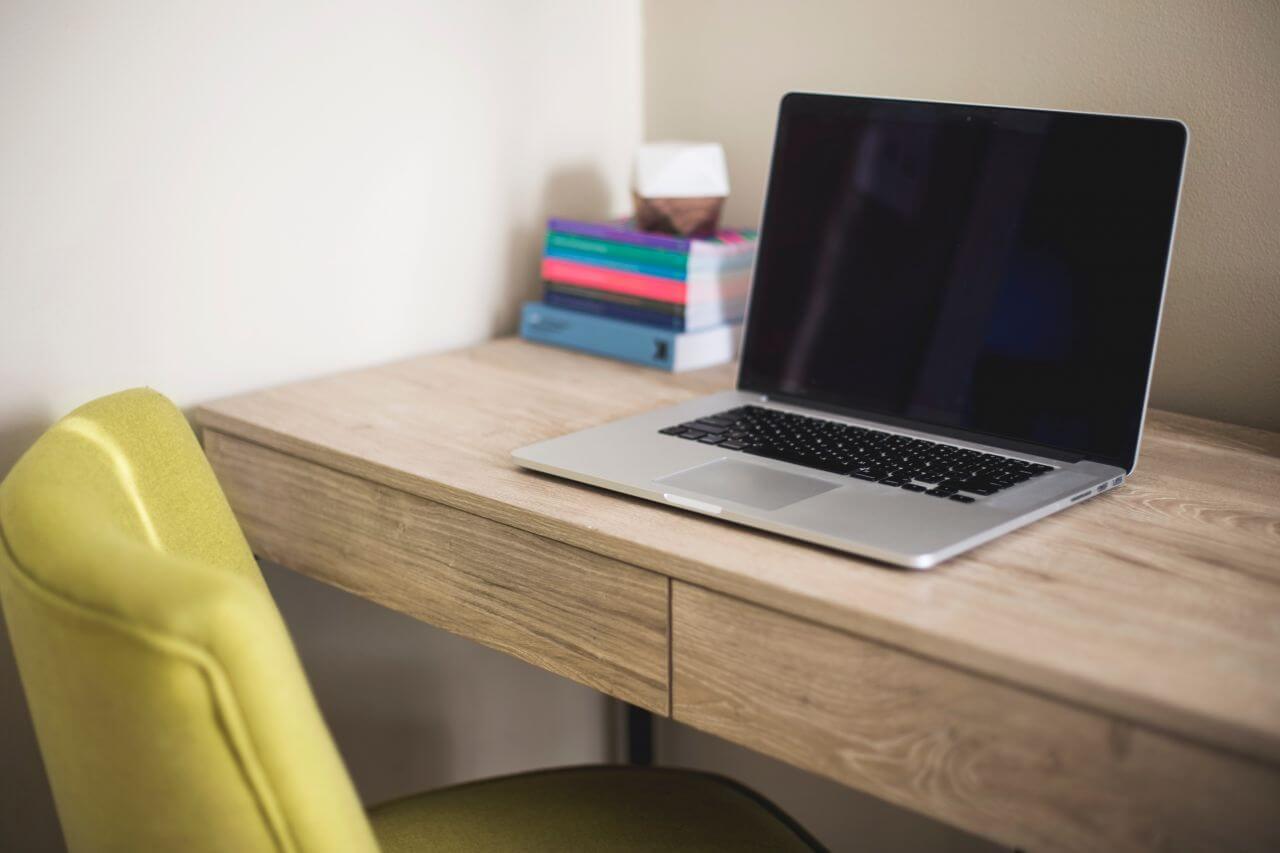 MacBook Wooden Desk Stock Free