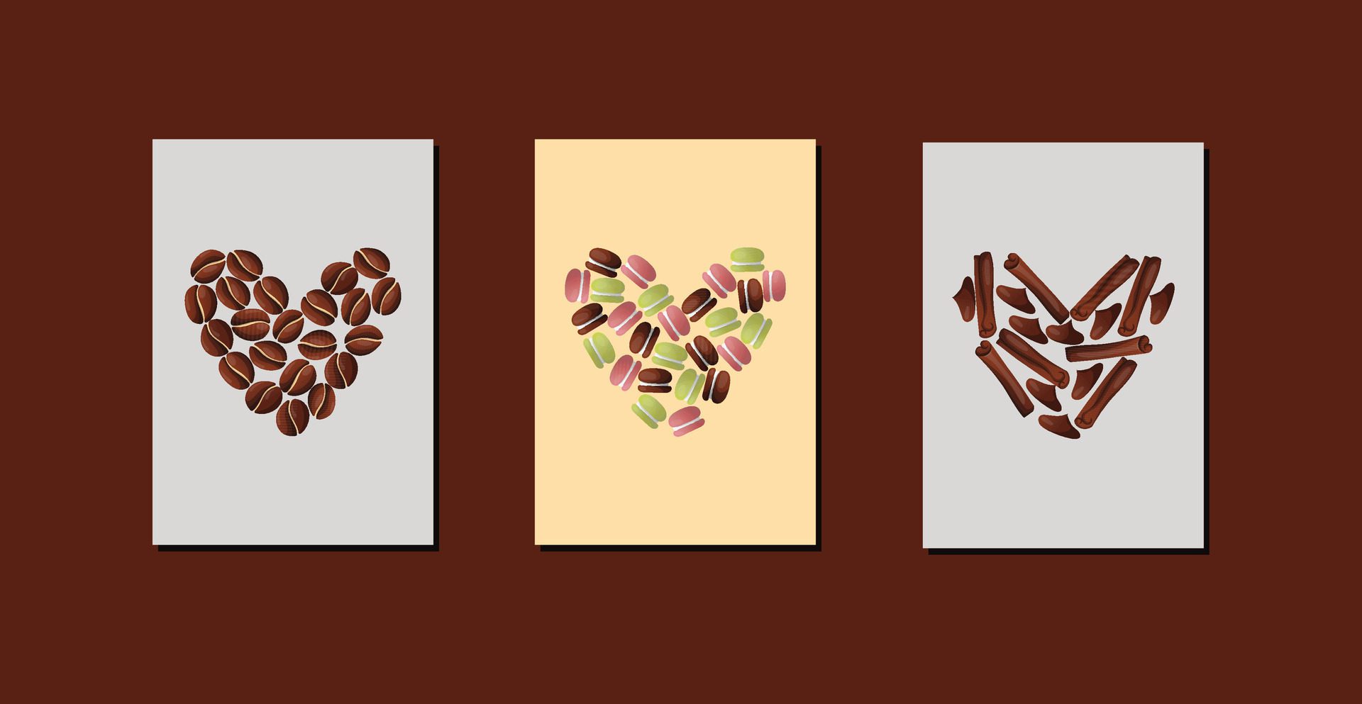 love coffee and chocolate pattern collection Free Vector