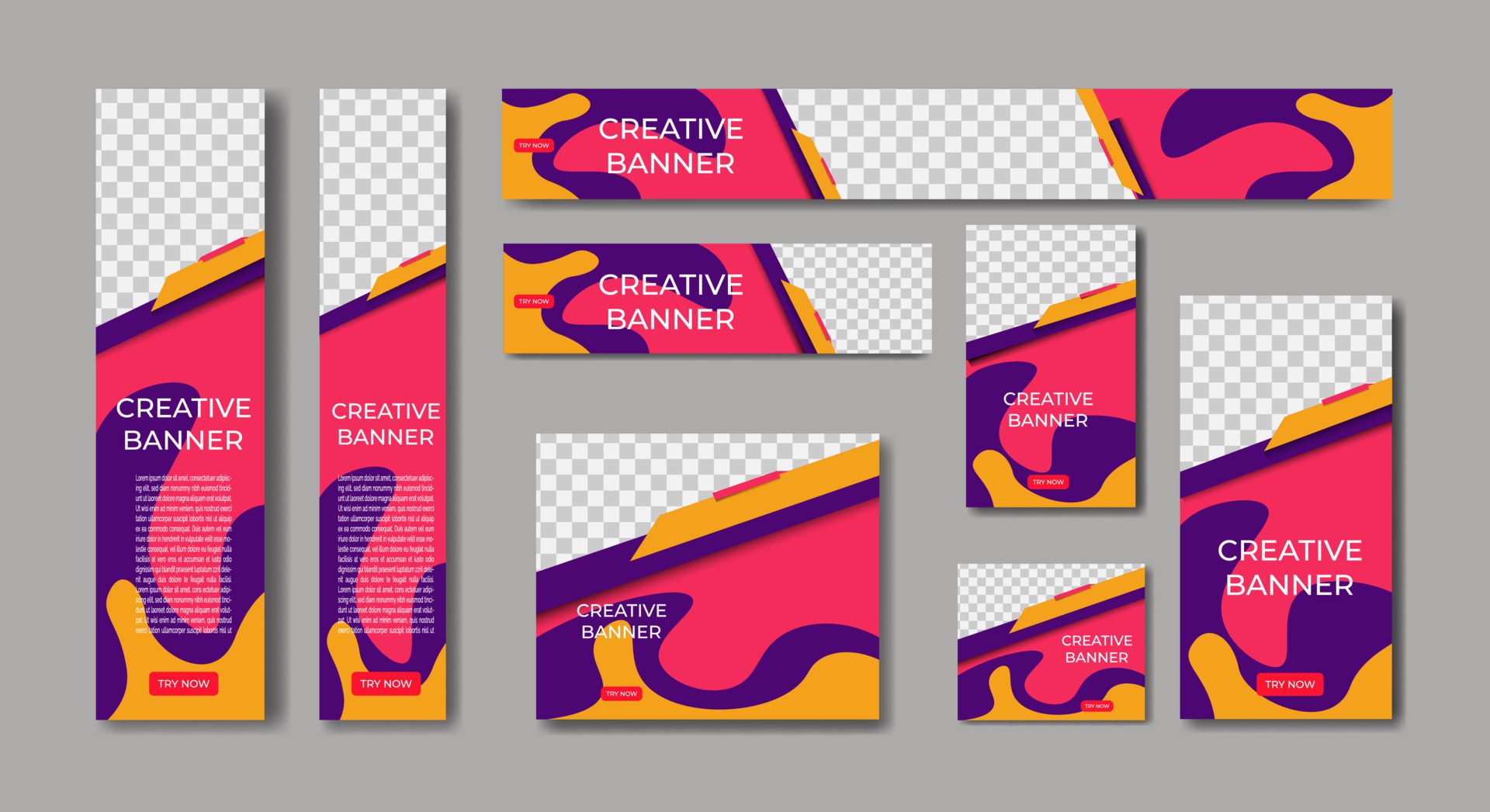 Set Of Ad Banner Template Design Free Vector