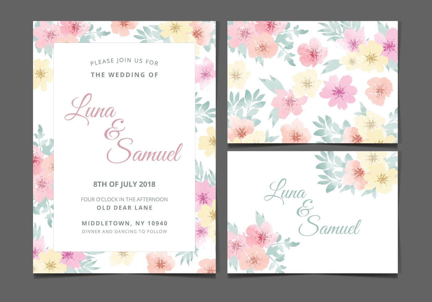 Vector Watercolor Flower Wedding Invite Stock Free and Free SVG