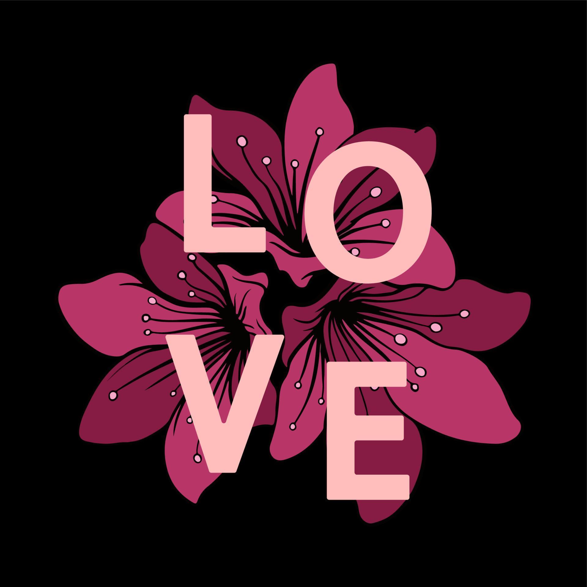 
									love flower tshirt design isolated dark background Stock Free