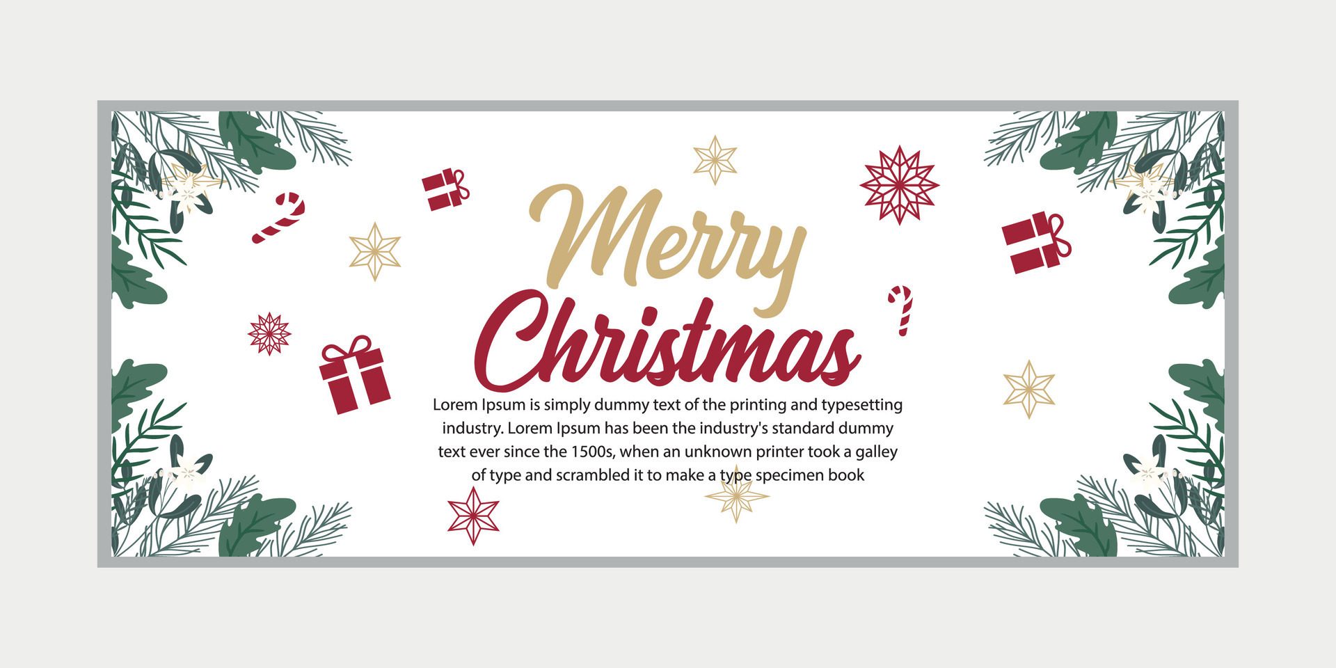 merry christmas banner set and happy new year banner, social media cover and web banner,Merry Christmas design for greeting card, Free Vector