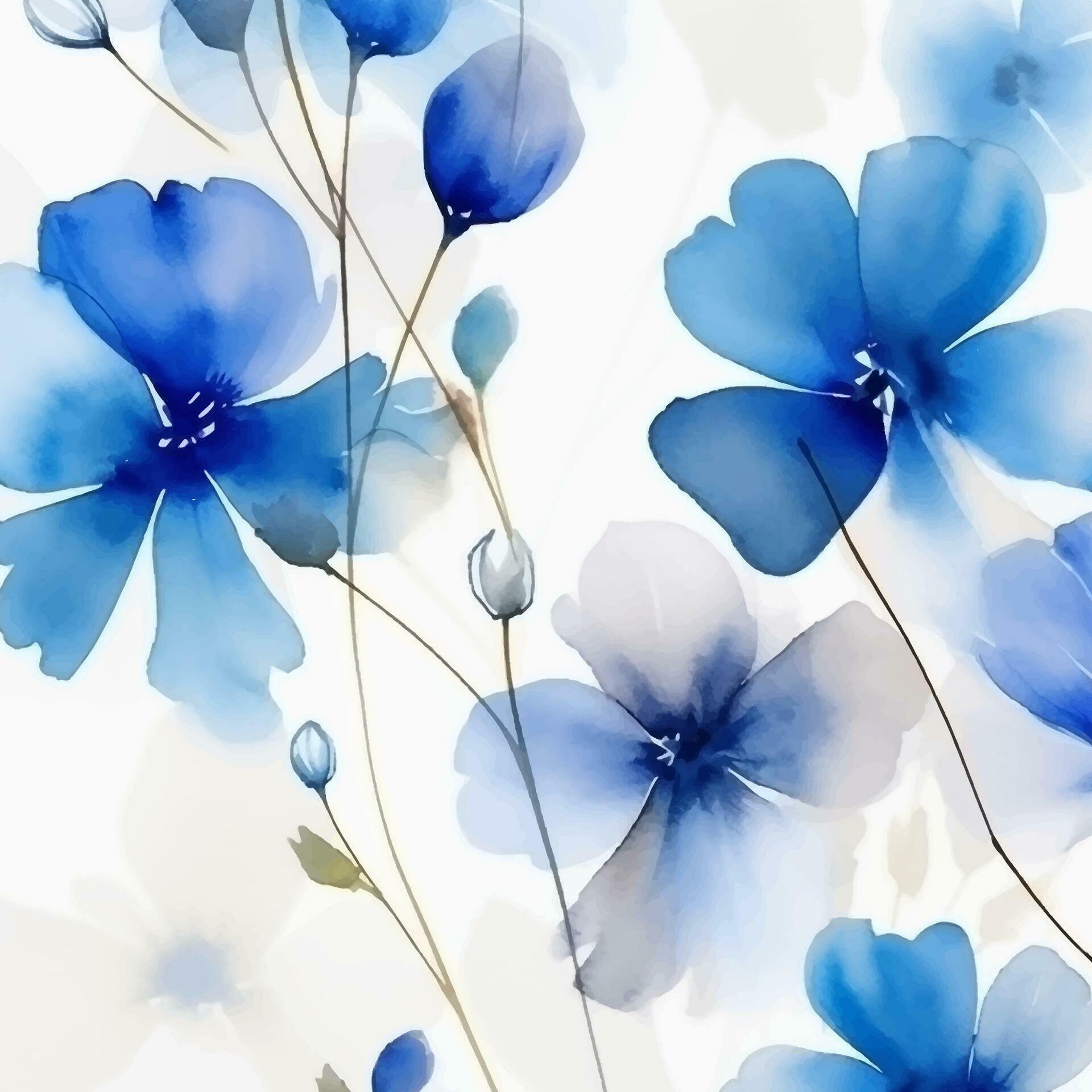 elegant background of blue watercolor flowers Stock Free